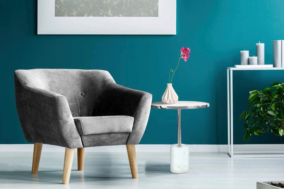 Kayoom Beistelltisch »Lana 525, luxuriöser Beistelltisch, Glamour-Optik, edles Metallgestell«, (1 St.), Ablage in Marmoroptik, Standfuss aus echtem Marmor, hochwertig