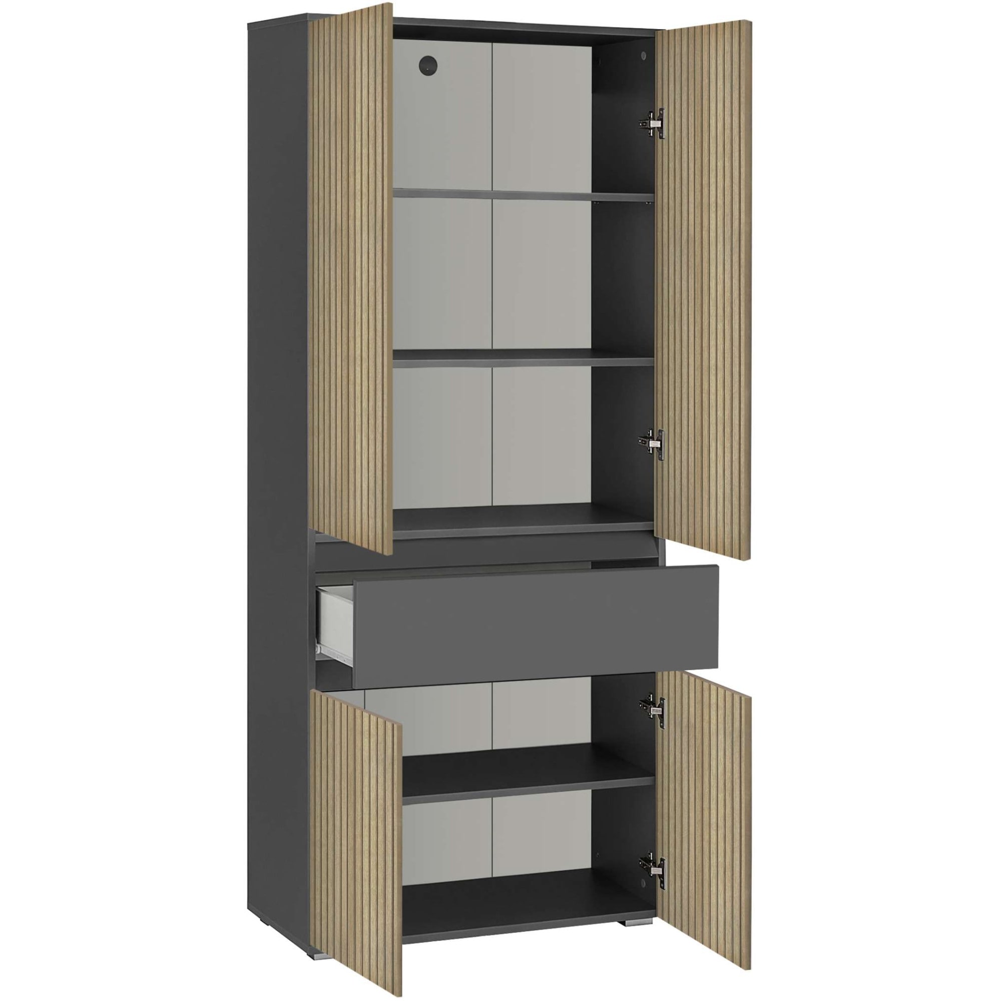 Home affaire Hochschrank »Wisla« mit 4 Türen & 1 Schublade, Breite 76 cm, Höhe 180 cm