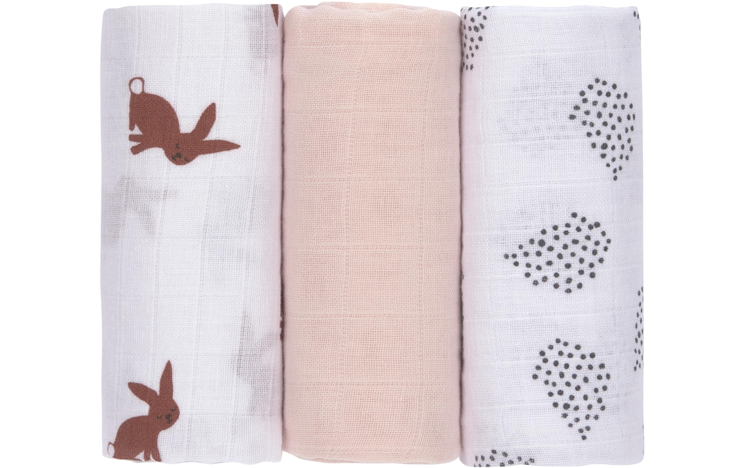 Lot de 3 langes en mousseline little forest lapin (60 x 60 cm)