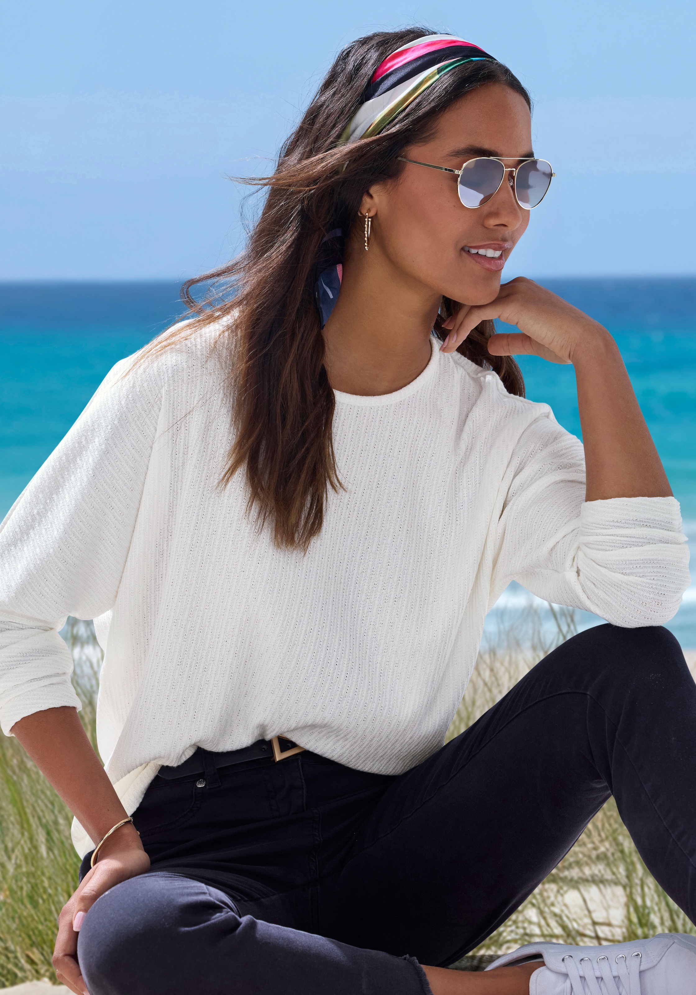 Vivance Langarmshirt »in modischer Struktur-Optik«, (2er-Pack), aus pflegeleichter Strickqualität mit Viskose