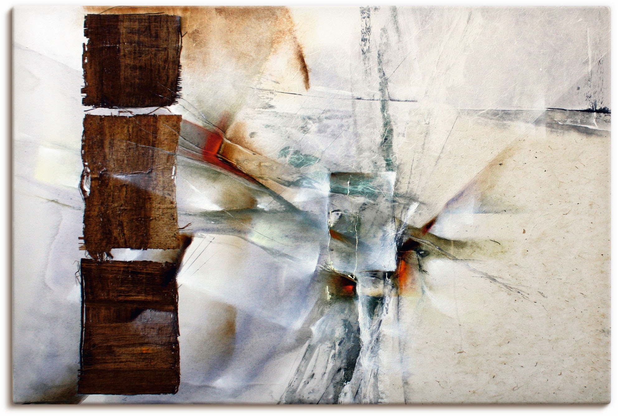 Image of Artland Leinwandbild "Abstrakte Komposition in weiss" Gegenstandslos 1 Stk. tlg. auf Holzrahmen gespannt