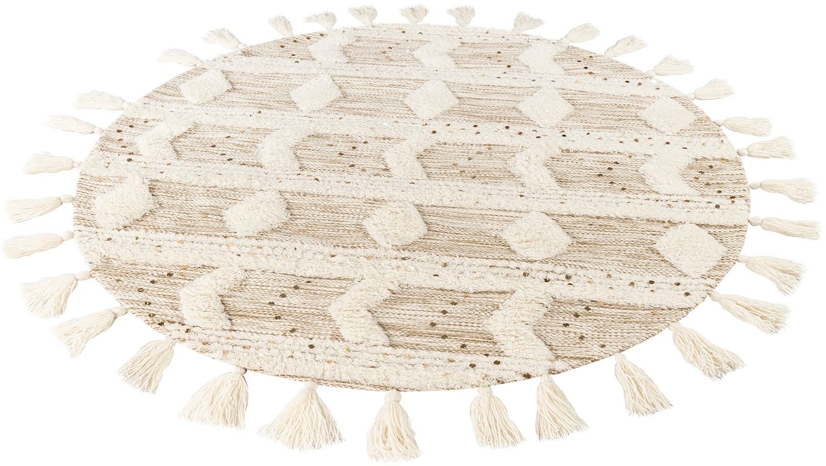 Image of me gusta Wollteppich »Bohist 425«, rund, 18 mm Höhe, Wohnzimmer, Hoch-Tief-Struktur, Boho, Ethno bei Ackermann Versand Schweiz