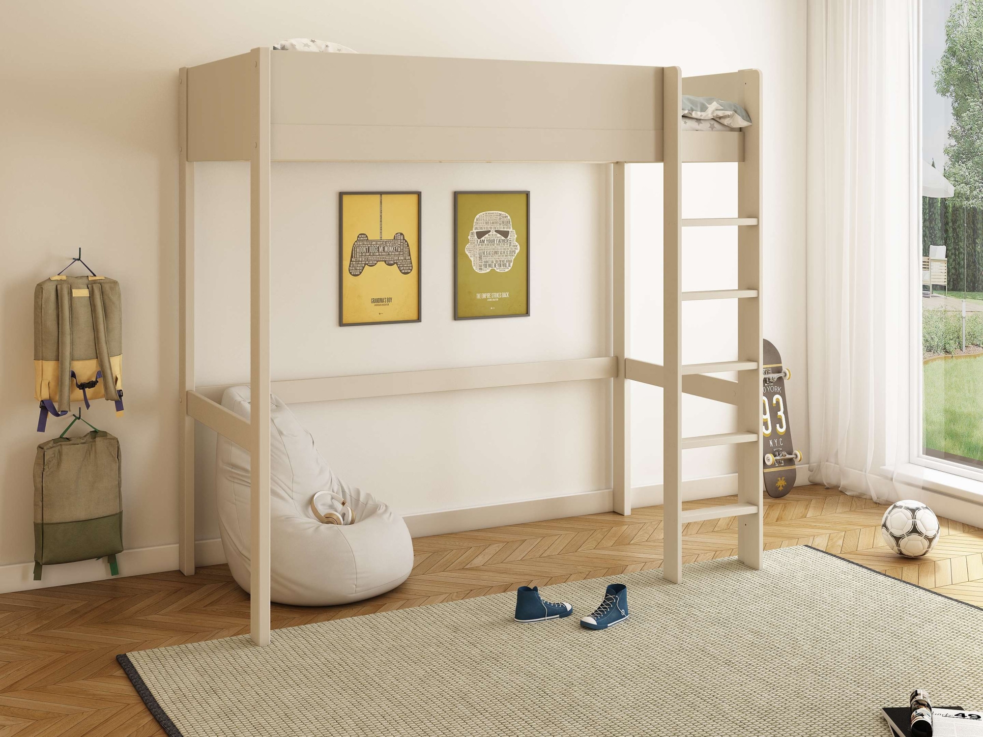 GOODproduct Hochbett »Tipo – FSC®-zertifiziertes Massivholz mit viel Freiraum darunter« B/H/T 207,7x190x105cm,  Flexible Leiter-Montage, Rundum-Schutz und optimale Raumnutzung