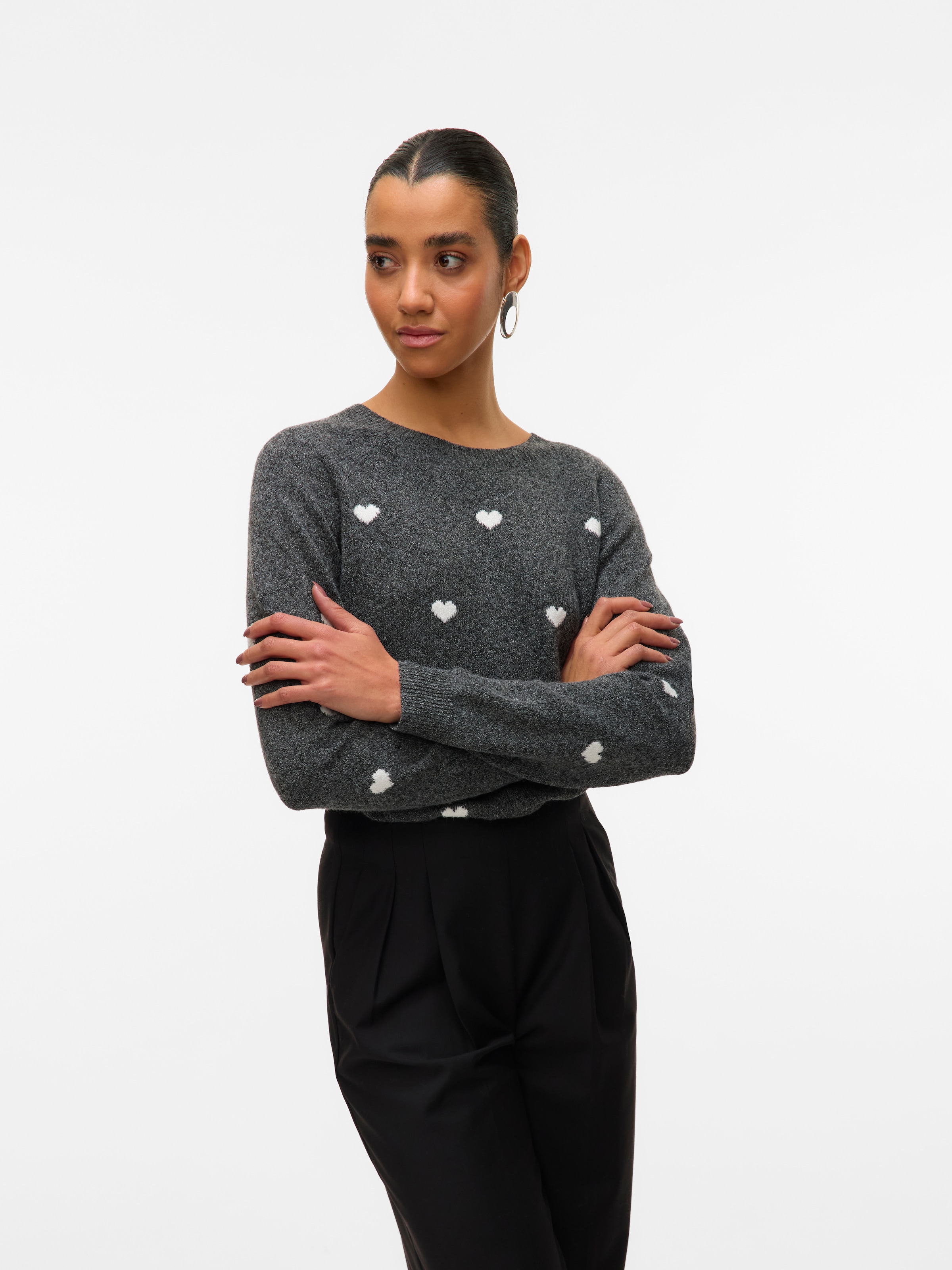 Image of Vero Moda Rundhalspullover "VMDOFFY INTARSIA LS O-NCK PULLOV GA NOOS" Materialmix, regular fit