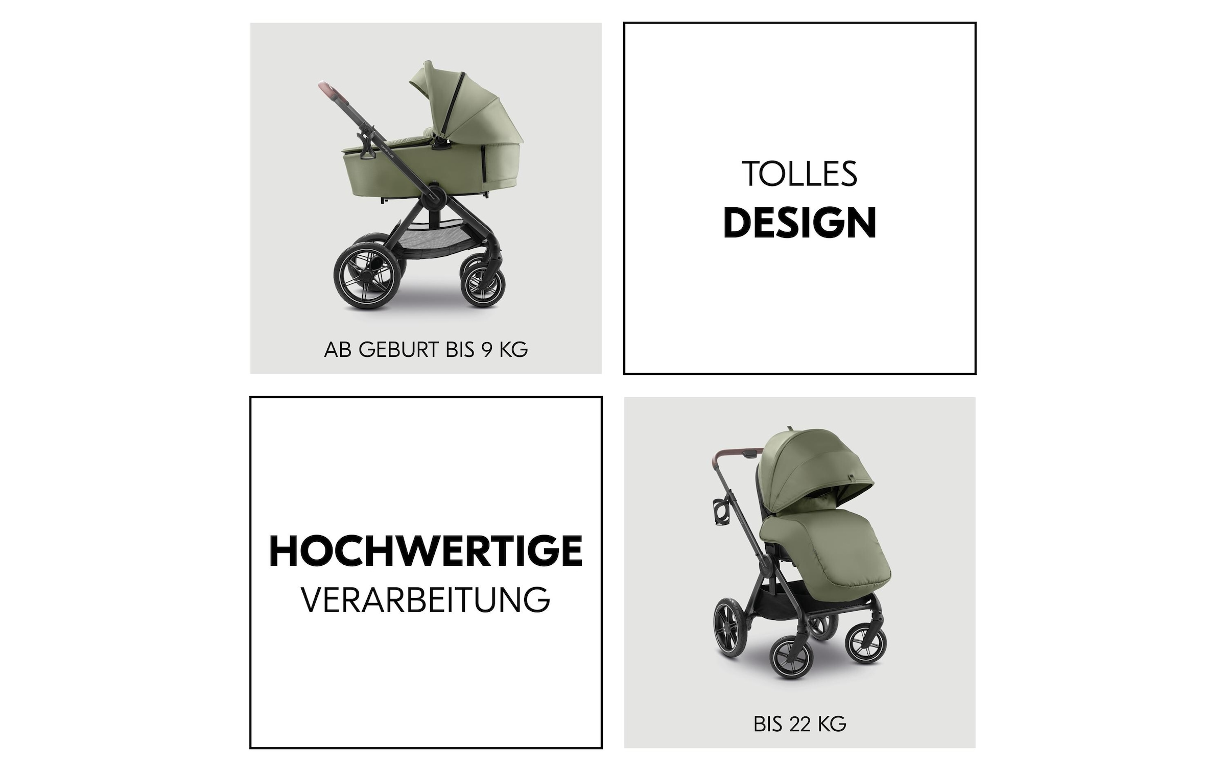 Hauck Kombi-Kinderwagen »Comfort N Care Olive« 22 kg