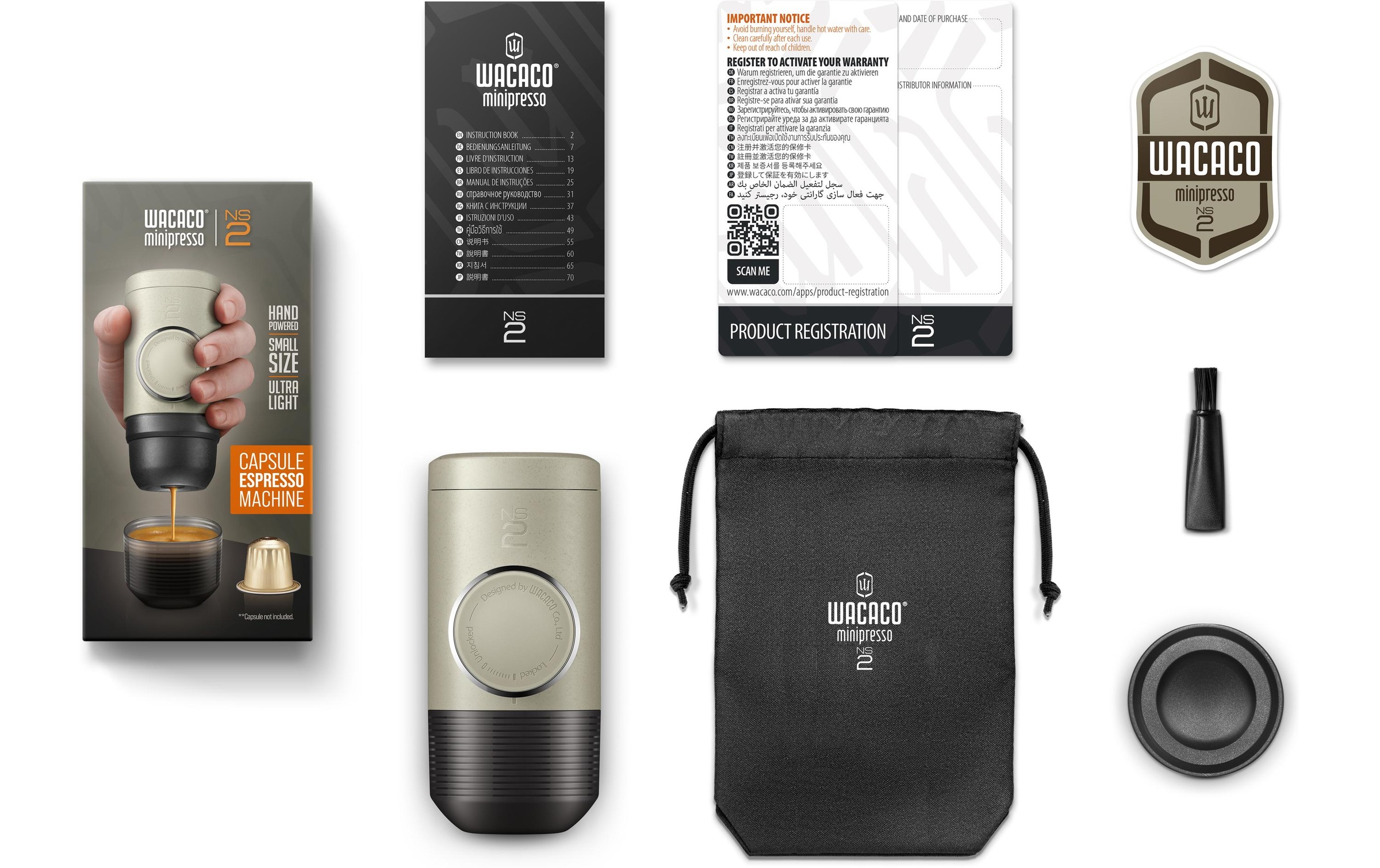 Wacaco Reisekaffeemaschine »Minipresso NS2 Nespresso Kapseln« Material: Edelstahl, Silikon
