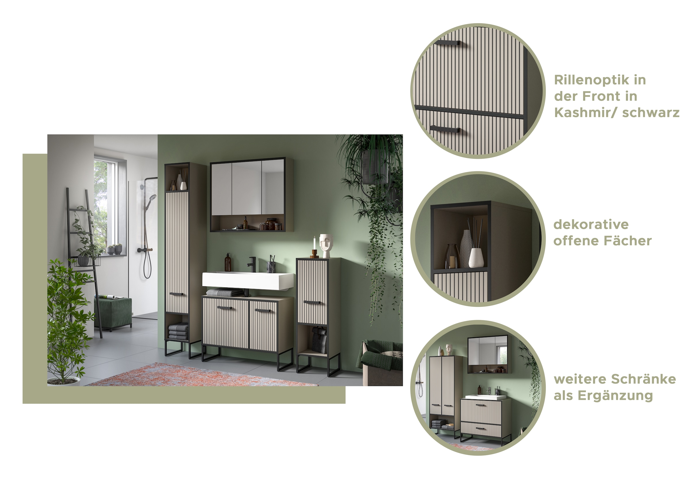 welltime Spiegelschrank »Locri, Höhe 68 cm, 2 Spiegeltüren« 1 Stk. tlg. modernes Design, Spiegelschrank, Badschrank, Bad