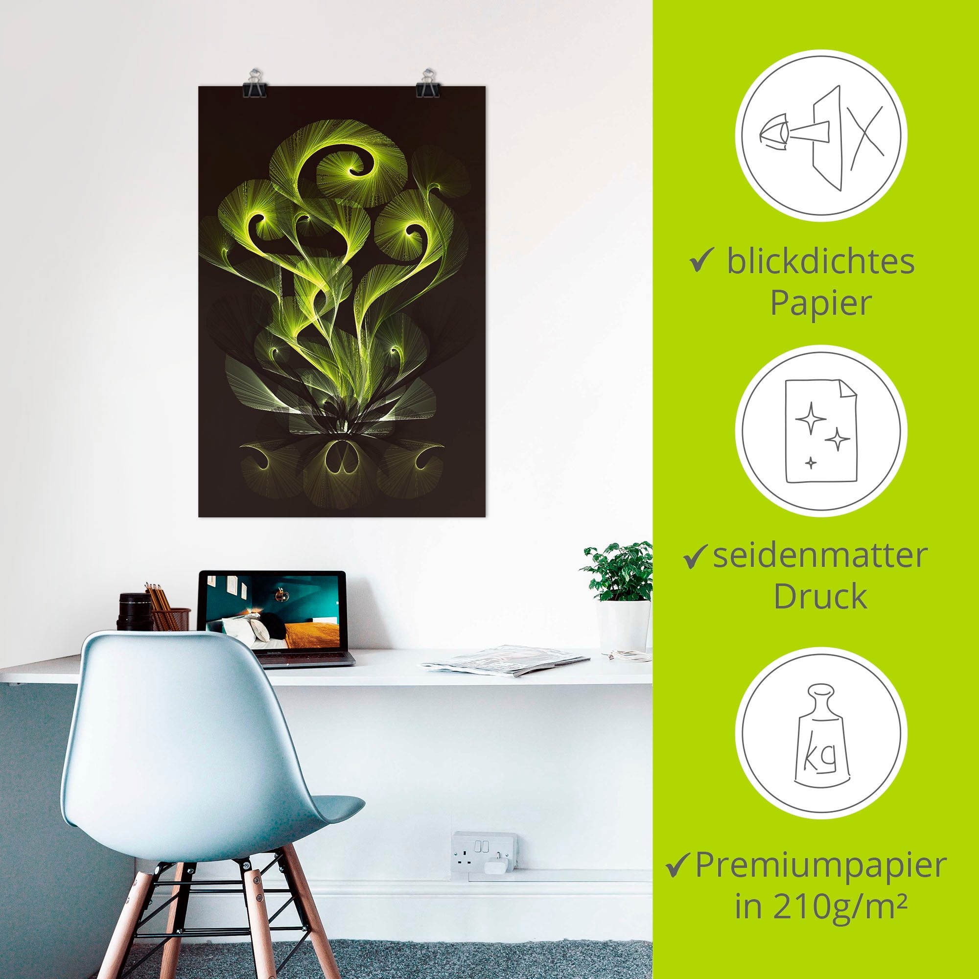 Artland Poster »Leuchtfarn filigran«, klassische Fantasie, (1 St.), als Alubild, Leinwandbild, Wandaufkleber oder Poster in versch. Grössen