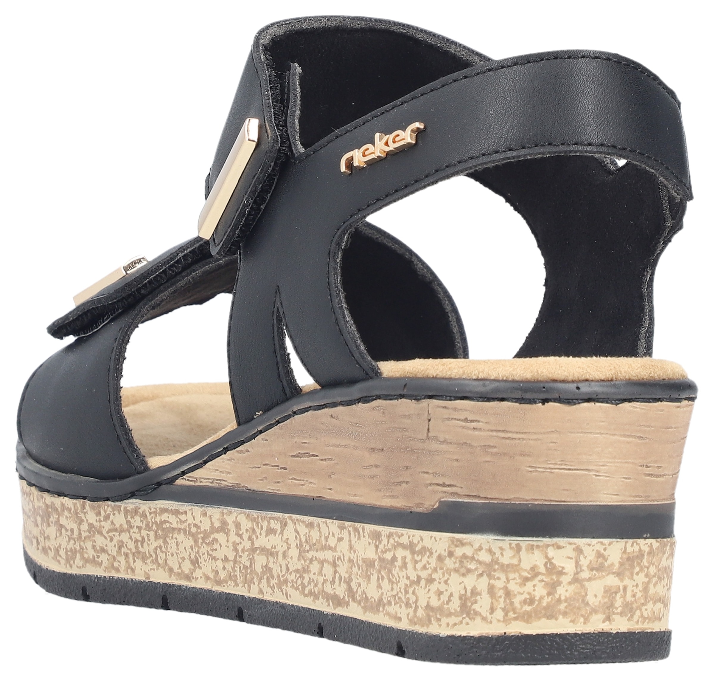 Rieker Sandales compensées  Chaussure à scratch, chaussure d'été, sandale plateforme avec éléments décoratifs
