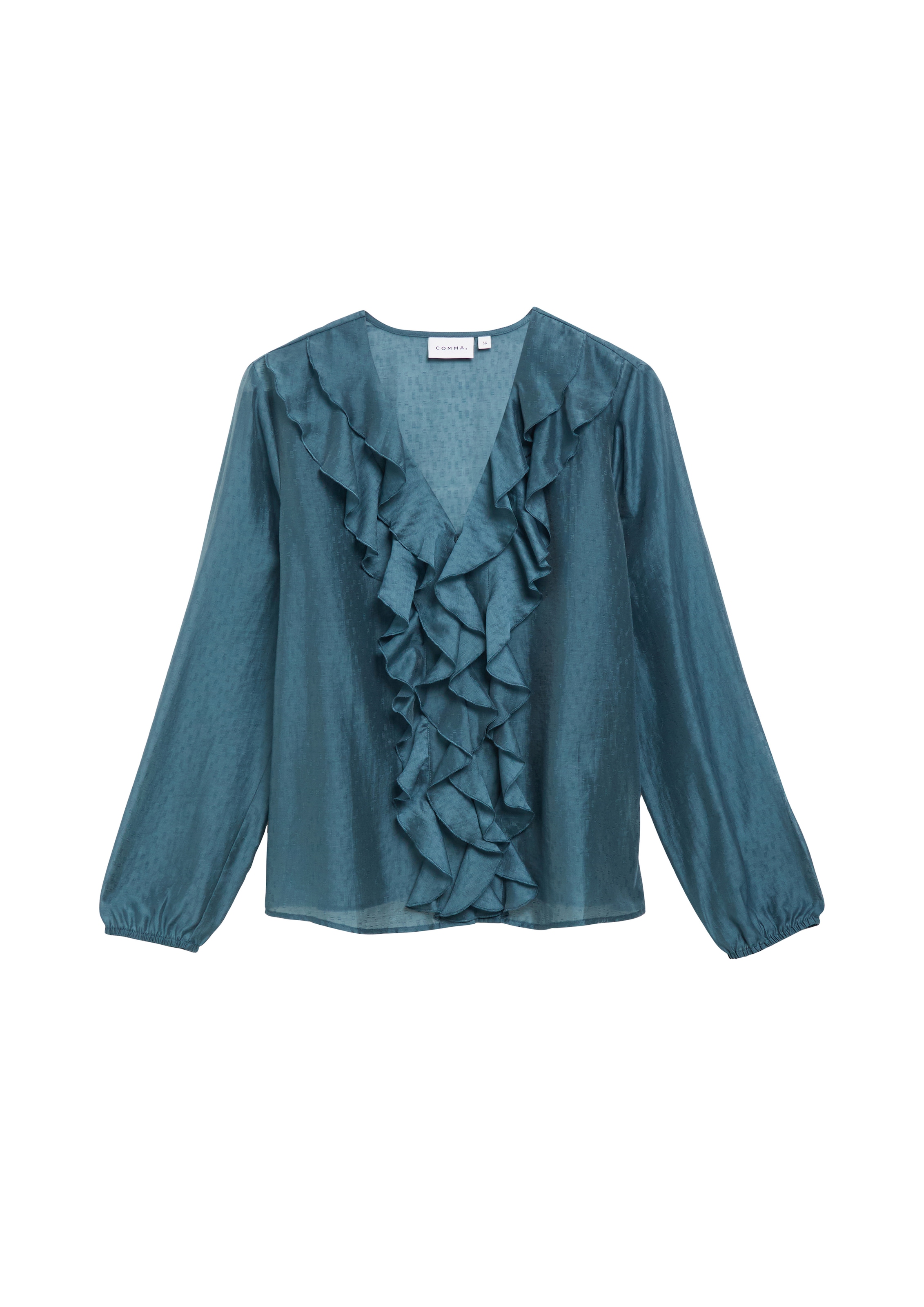 Comma Langarmbluse Leicht transparente Jacquard-Bluse mit Rüschen