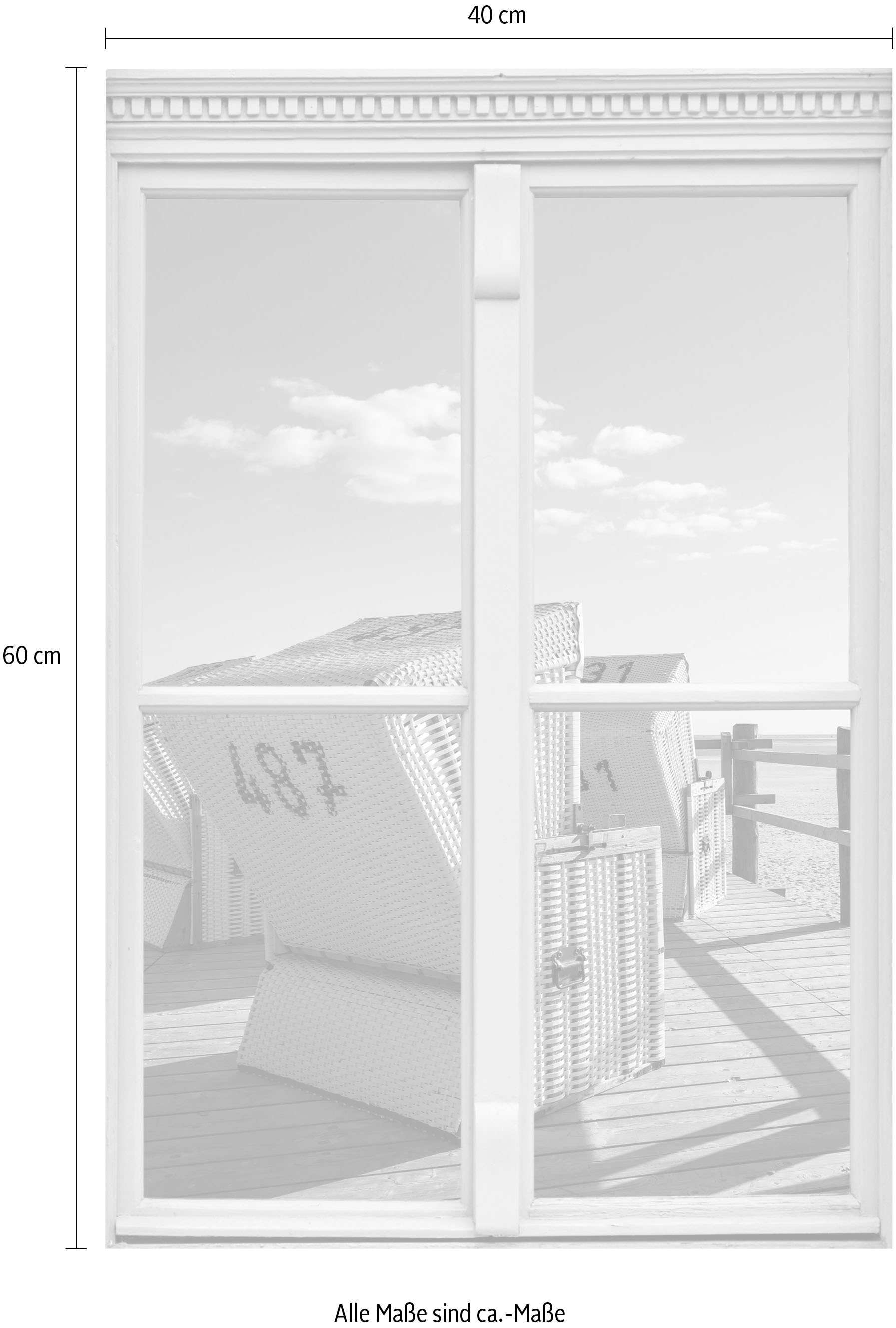queence Wandsticker »Strandkorb«, Wandsticker, Wandbild, selbstklebend, 3D, Fenster