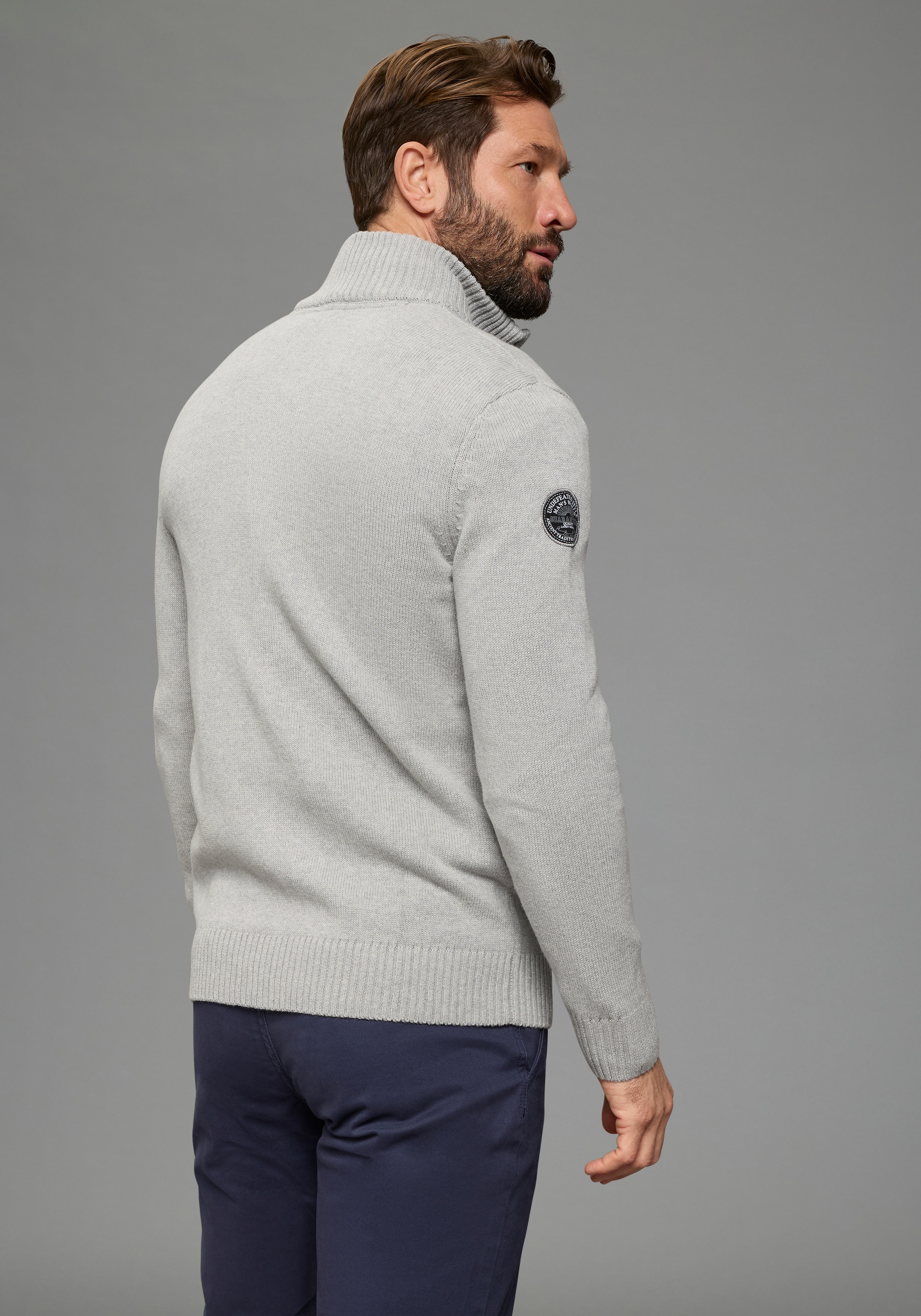 Man's World Veste en tricot »Neue Kollektion! Highlight mit Brusttasche und Badge« casual Stil, mit Reissverschluss, Langarm, melierte Optik