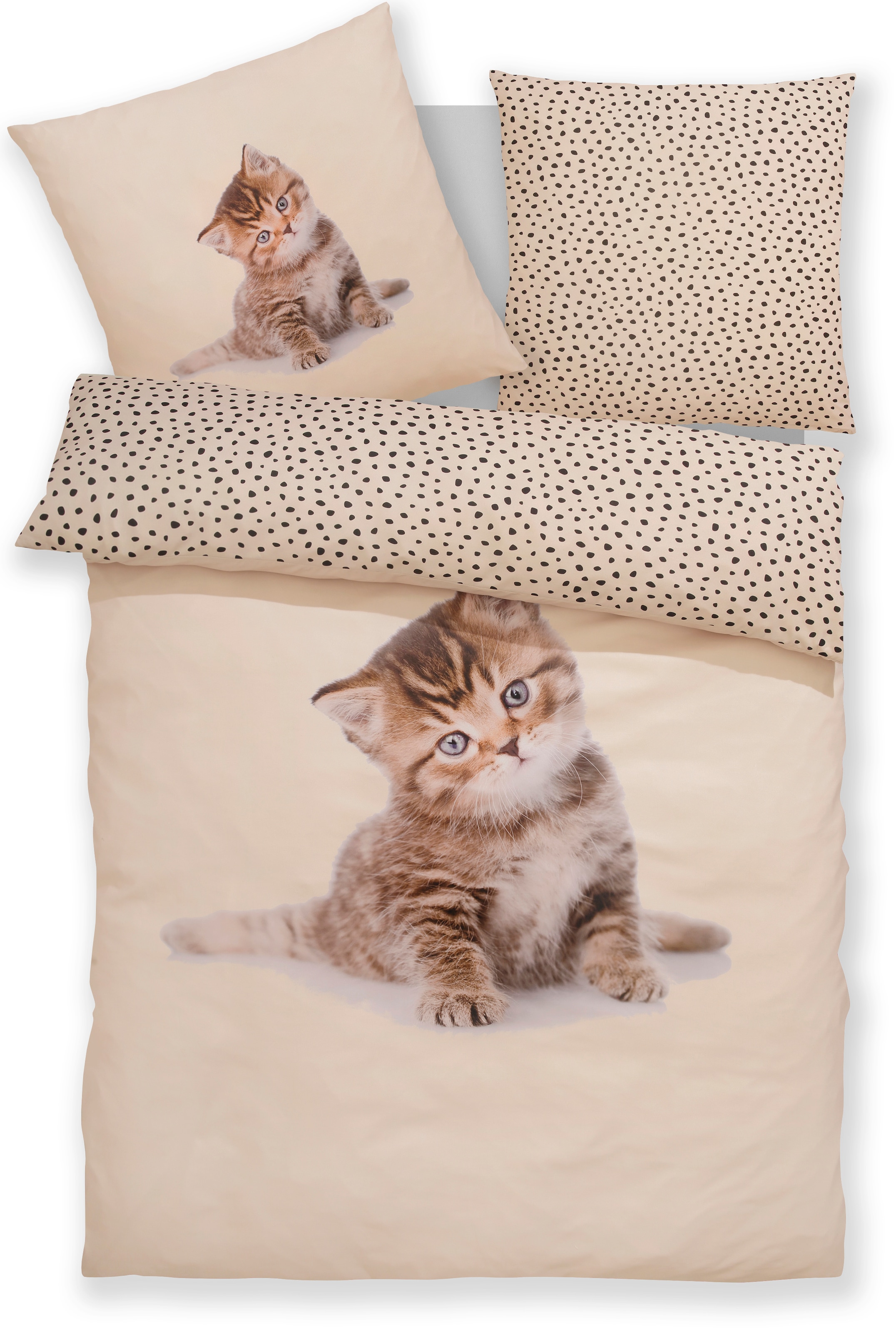 OTTO home Bettwäsche »Lyki«, ab Grösse 135x200 cm, 100% Polyester, Katze, Pferd, Löwe, Pinguin