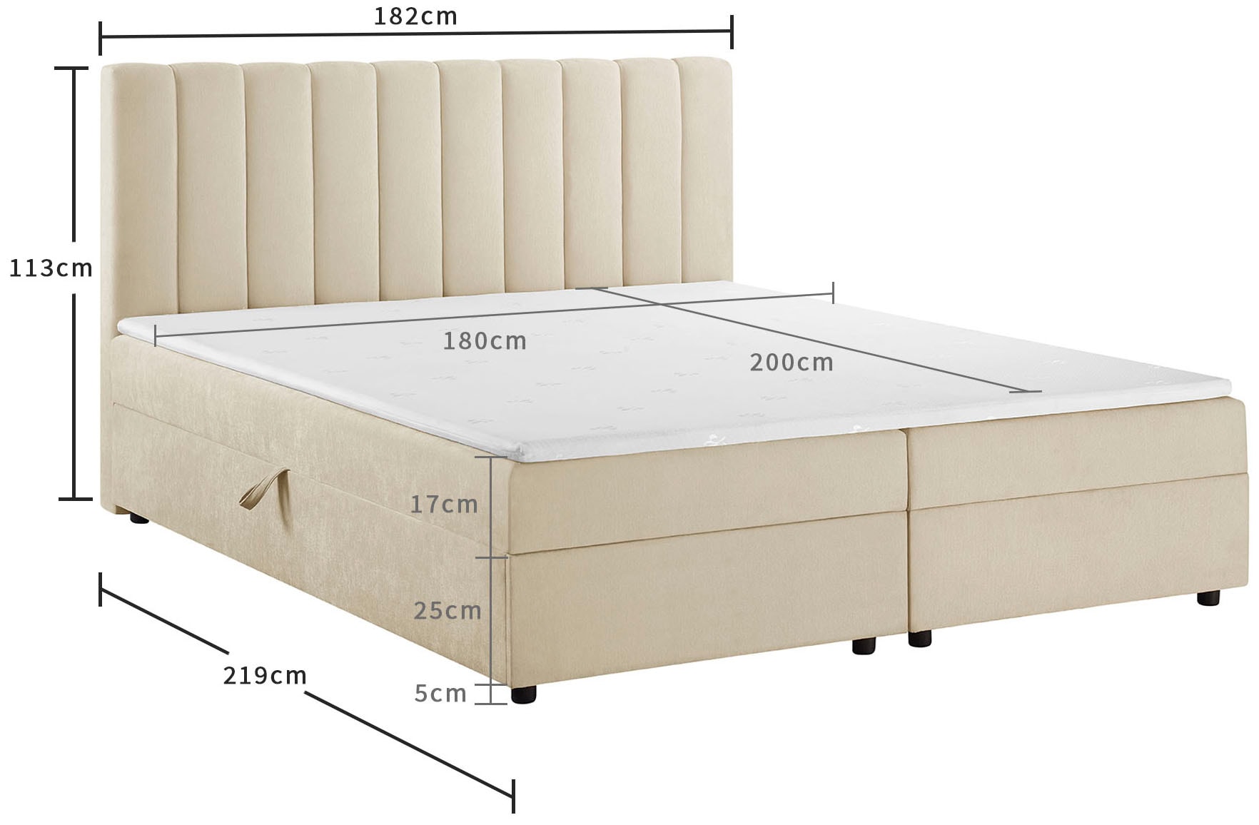 GOODproduct Boxbett »Haileyy inkl. Bettkasten und Topper, Liegefläche 180x200cm« erhältlich in der Grösse 180x200 cm, inkl. Aufbauvideo