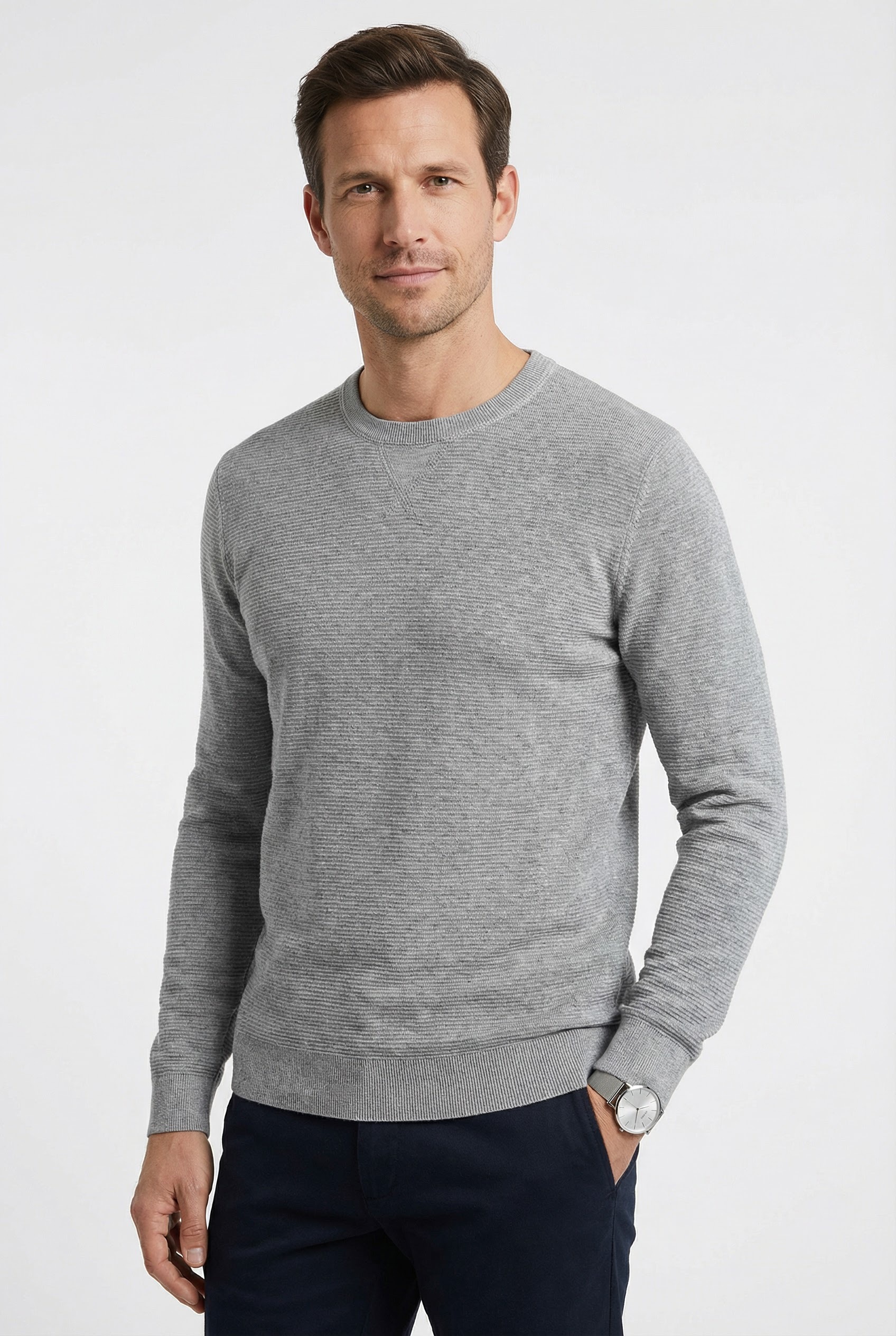 Image of OLYMP Rundhalspullover "OLYMP Strick Casual" mit modischem Strukturmuster