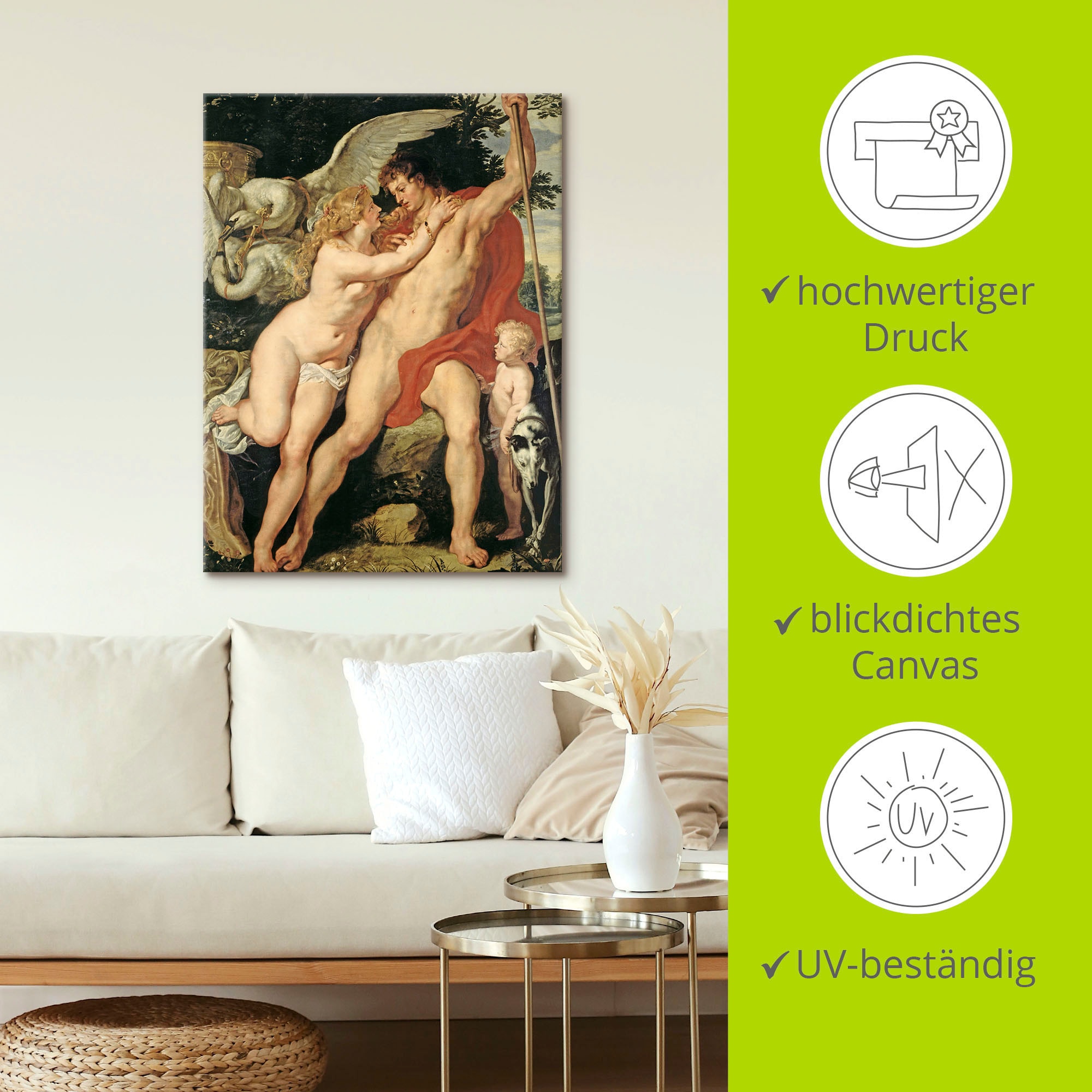 Artland Wandbild »Venus und Adonis. Um 1610«, Paar, (1 St.), als Leinwandbild, Wandaufkleber in verschied. Grössen