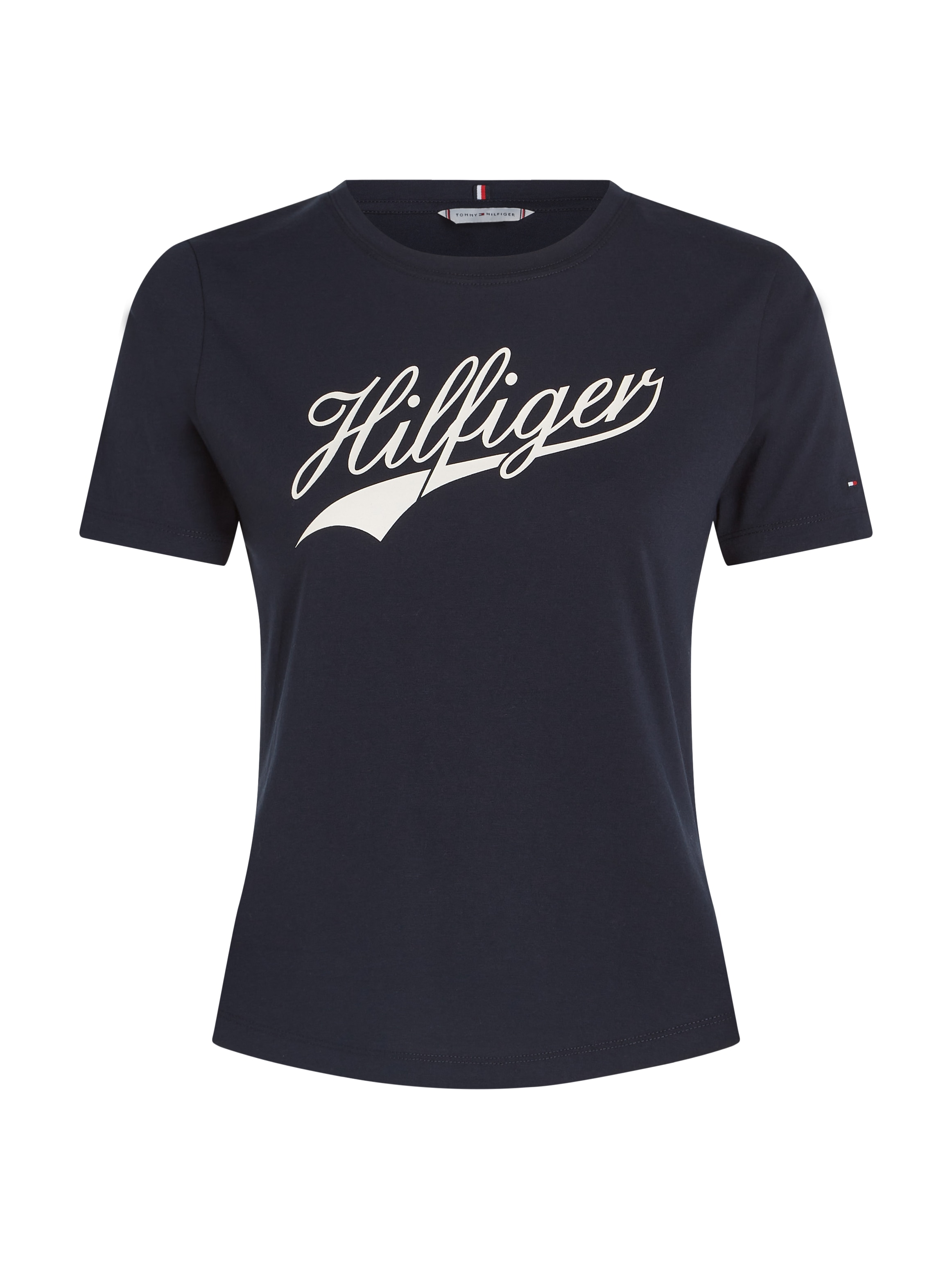 Tommy Hilfiger Rundhalsshirt »SLIM H85 C-NK SS TEE SS«, mit grossem Hilfger Logo-Schriftzug