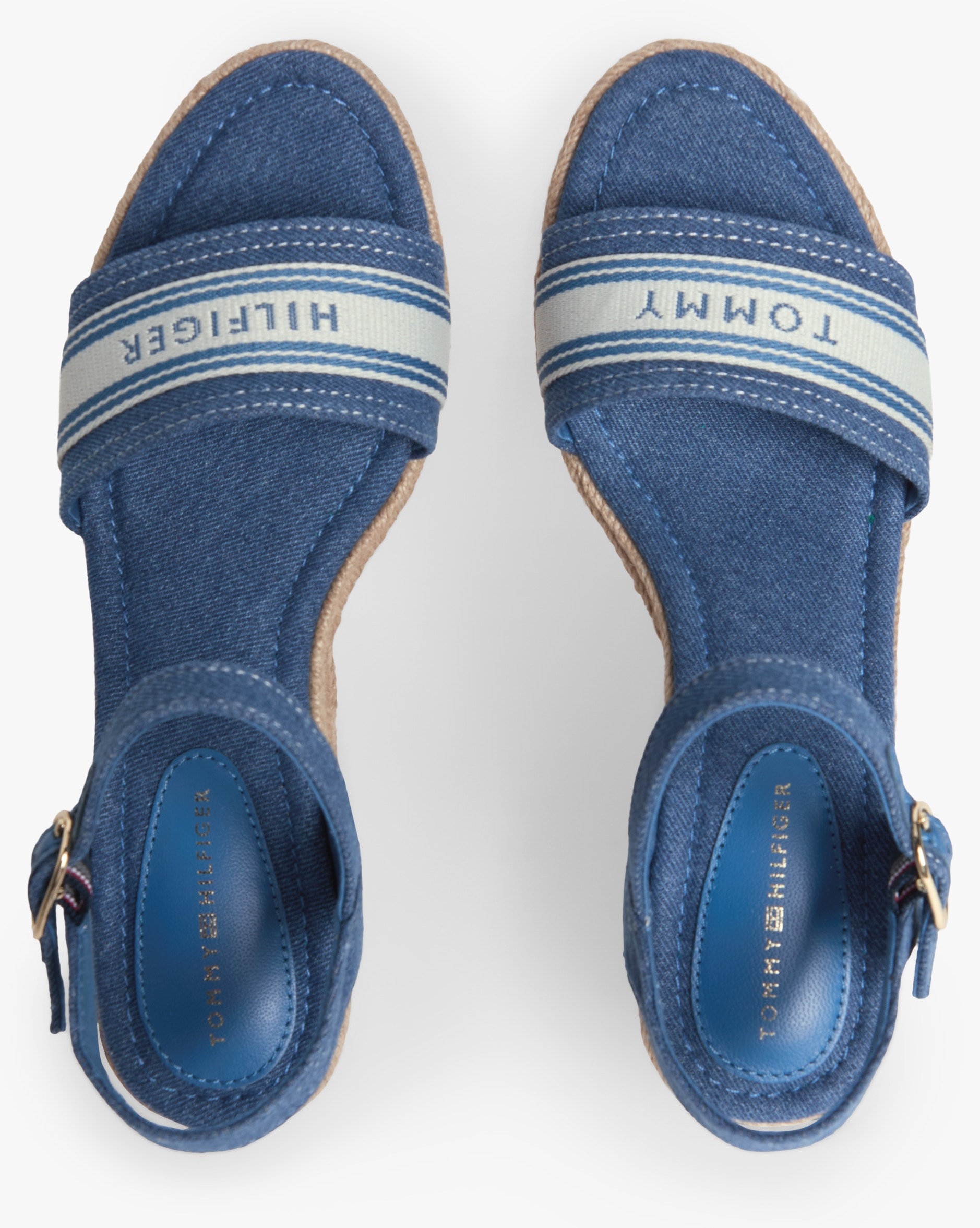 Tommy Hilfiger Sandales compensées »MID WEDGE ESPAD WEBBING«  chaussure d'été, sandale à brides avec garniture contrastée