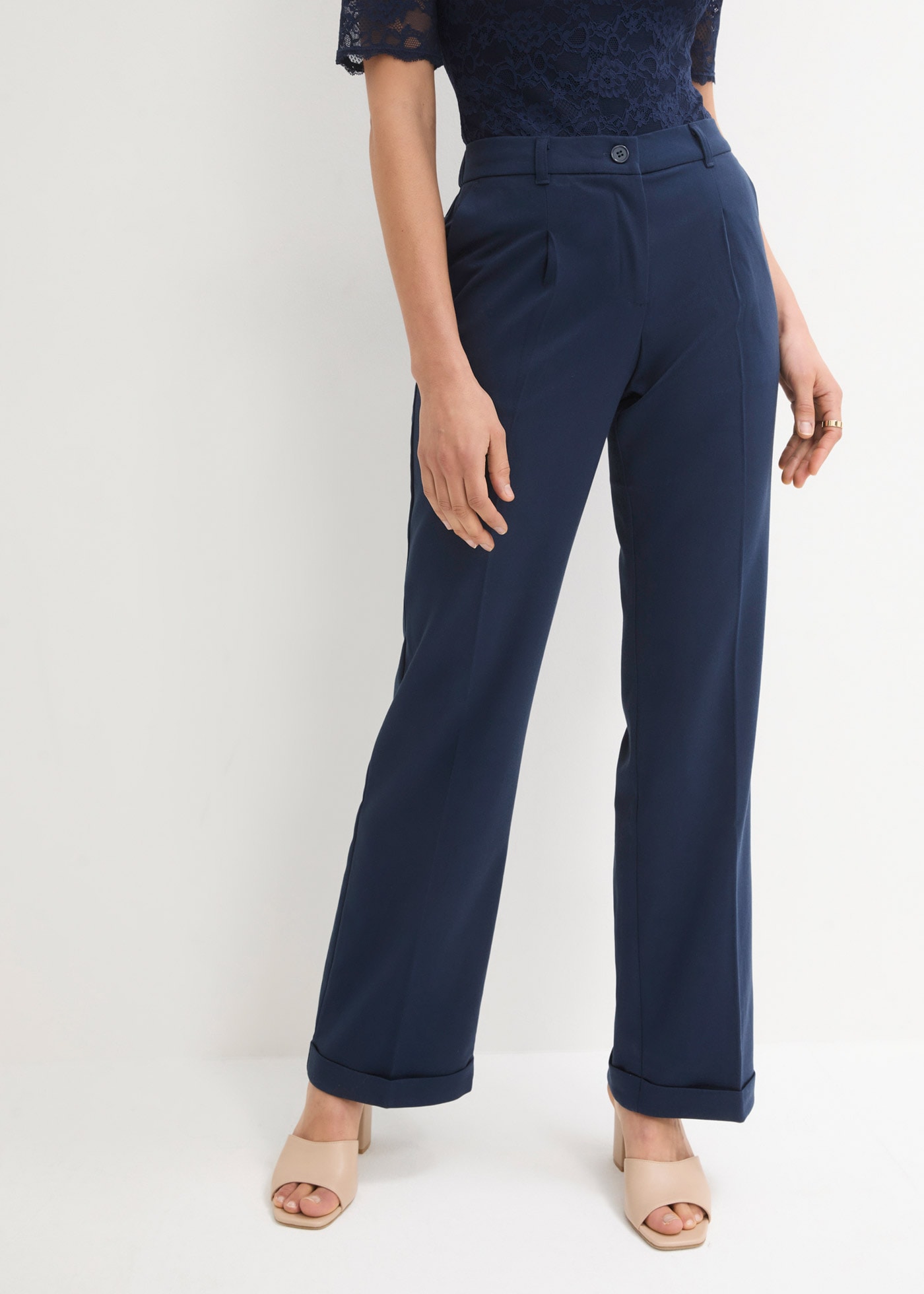 Image of bonprix Marlene-Hose "Marlenehose" weite Hose, mit Bügelfalte und Umschlagsaum, lockere Passform