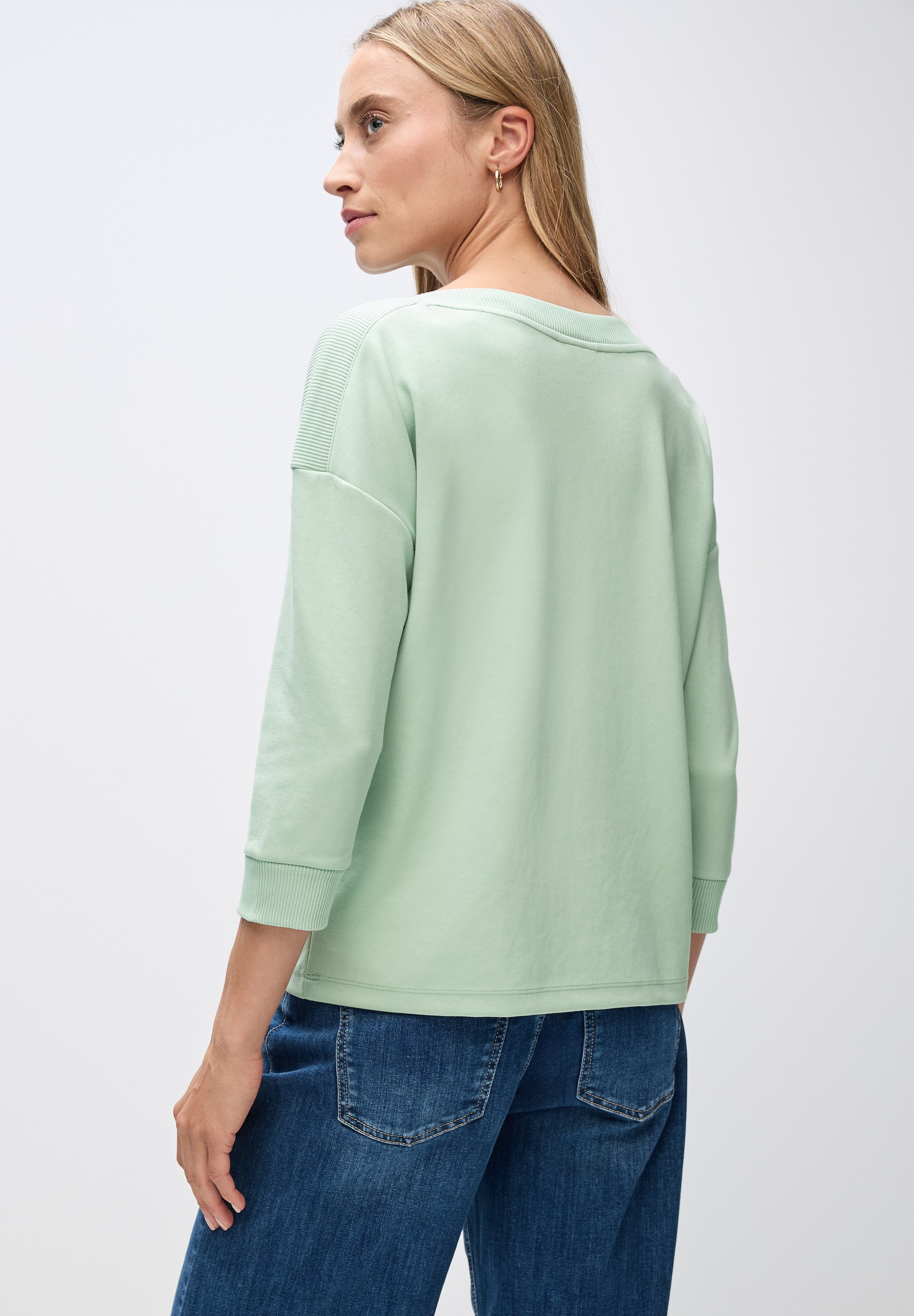 STREET ONE 3/4-Arm-Shirt Strick-Shirt mit U-Boot-Ausschnitt