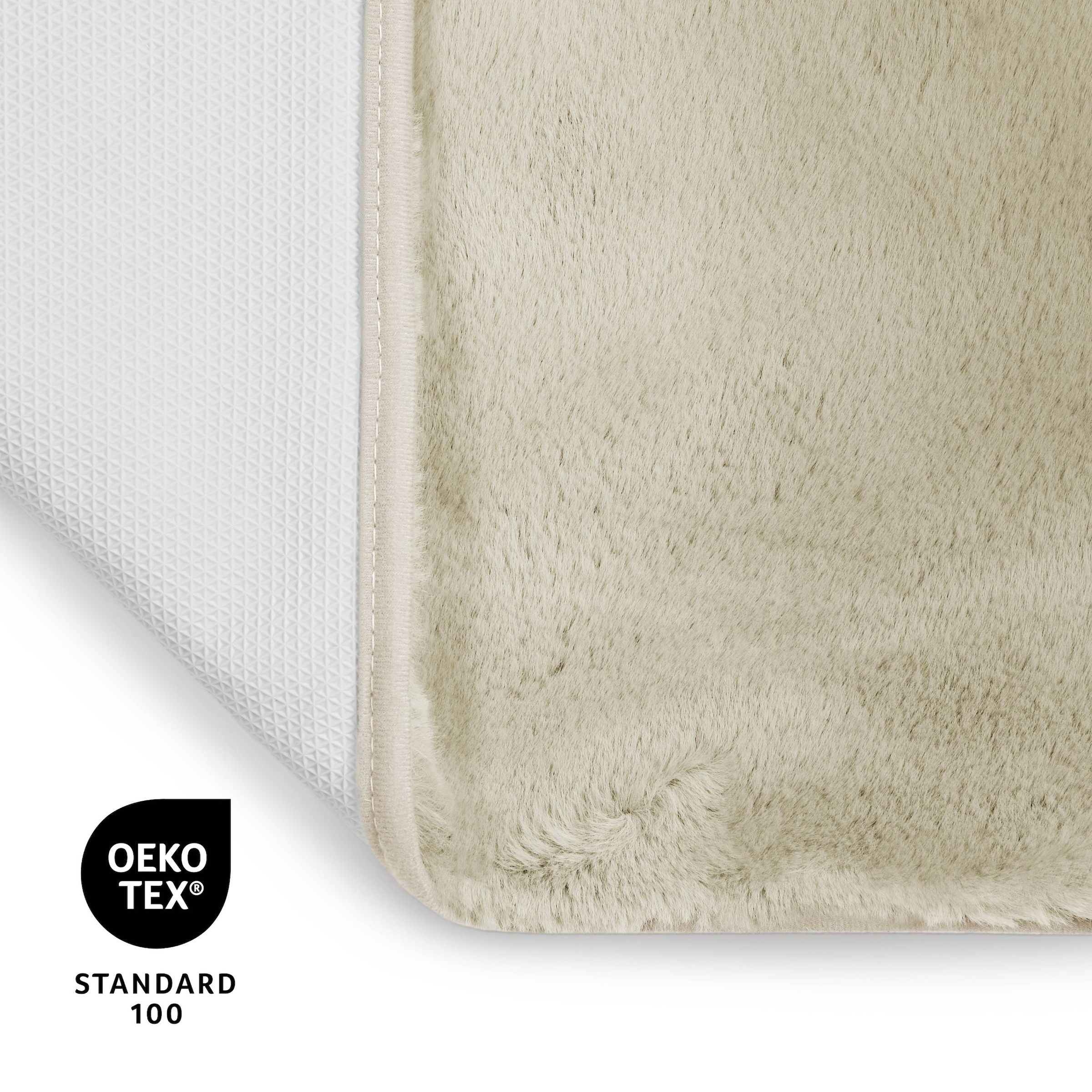 GOODproduct Badematte »Lennja« Höhe 25 mm rutschhemmend beschichtet fussbodenheizungsgeeignet Badteppich, getuftet, Uni, antirutsch, flauschig  wie Kaninchenfell