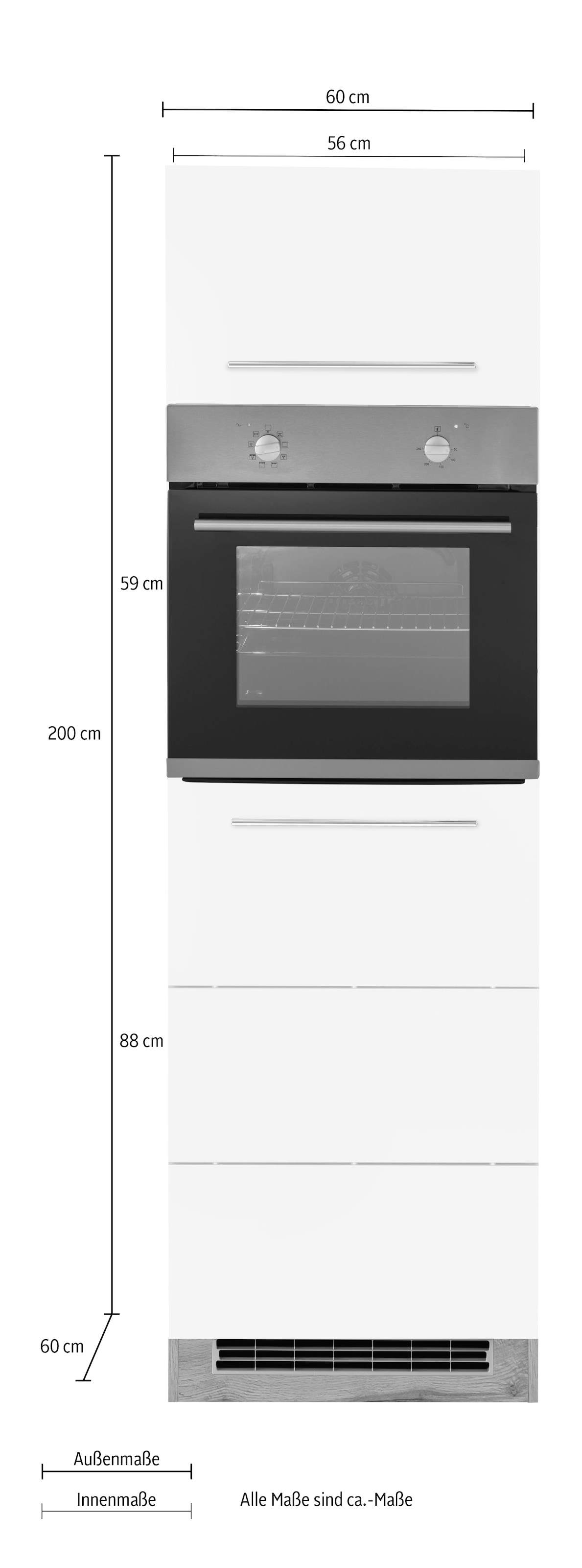 KOCHSTATION Armoire d'encastrement pour four »KS-Wien« 60 cm de large, 200 cm de haut, pour four autonome