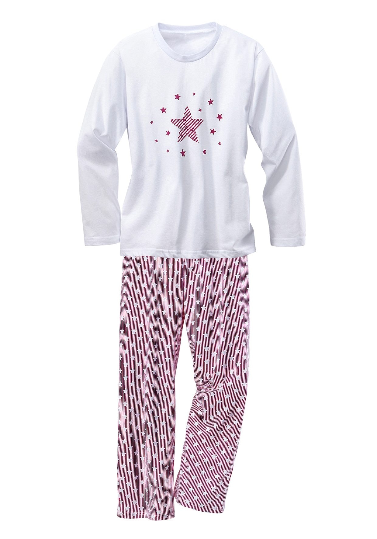 petite 4 Shirts versandkostenfrei Hosen Sternendruck ♕ auf (Set, und 2 modischer auf Pyjama, Stück), fleur den tlg.,