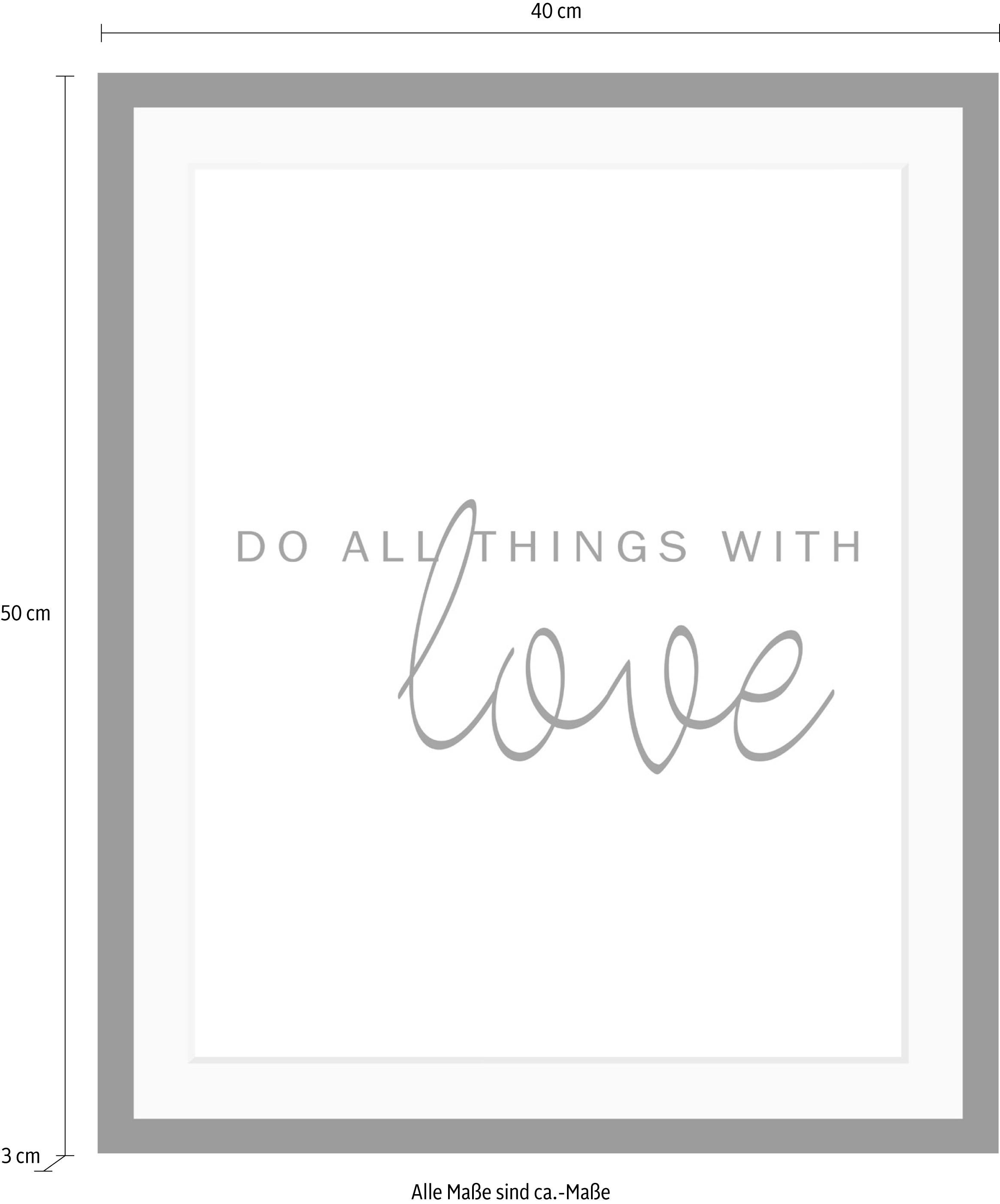 queence Bild »Liebe«, Schwarz-Weiss-Schriftzug-Motivationsbilder-Liebessprüche, HD Premium Poster-Druck inkl. Holzrahmen