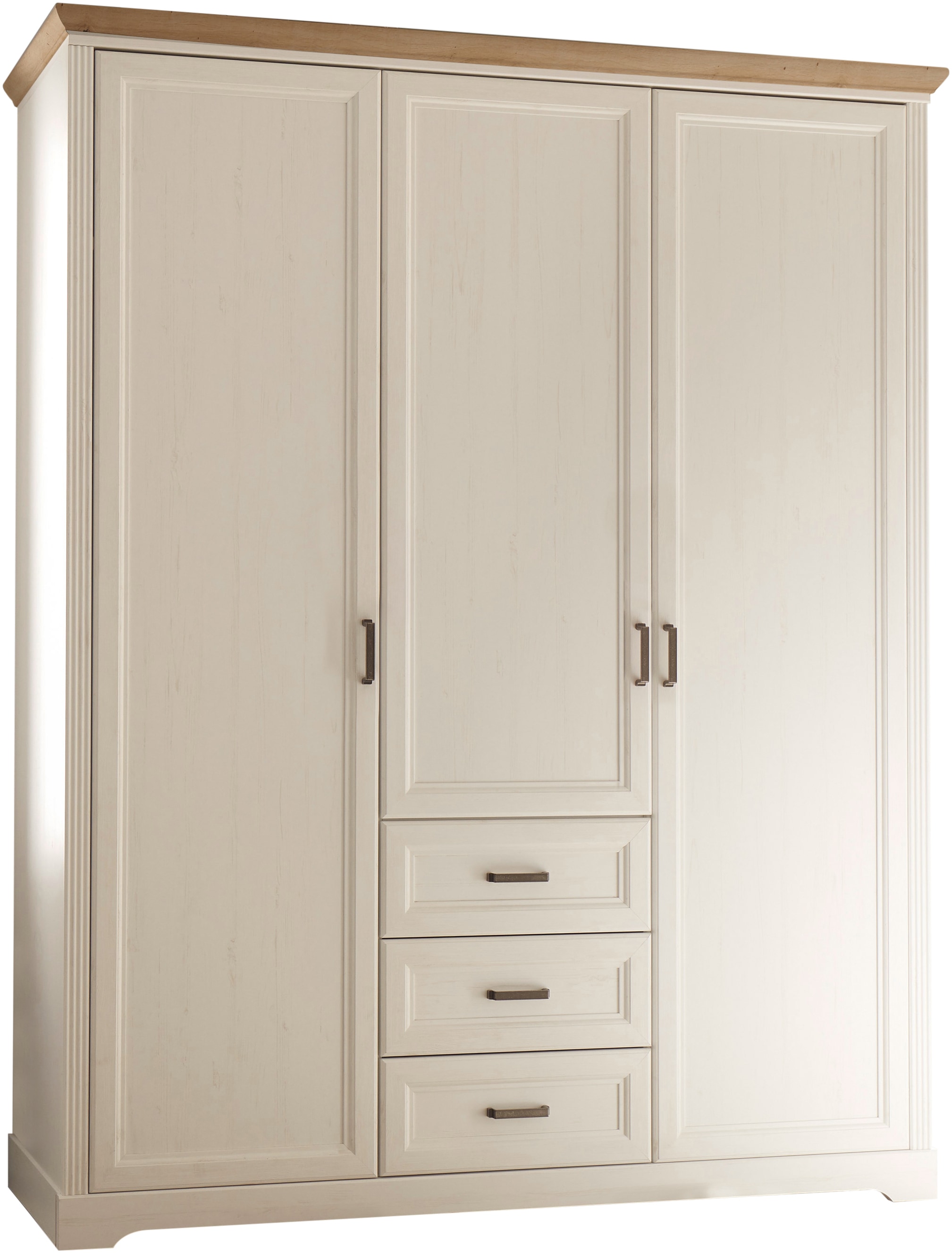 Image of Begabino Drehtürenschrank "Jasmin Schrank, Kleiderschrank mit Drehtüren" im Landhausstil, Kranzleiste mit farblicher Absetzung