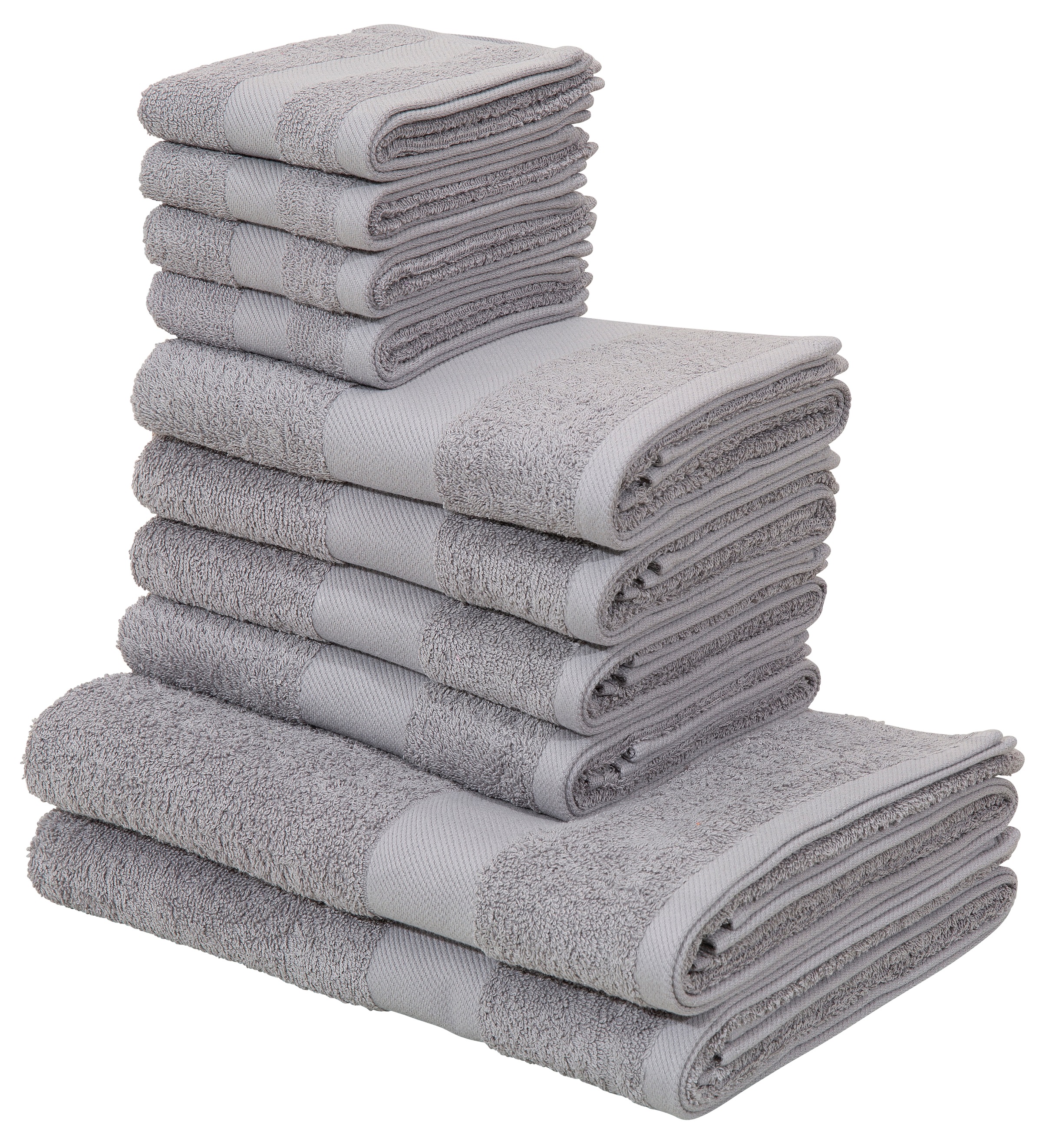 Image of GOODproduct Handtuch Set "Melli, 2 Duschtücher 70x140, 4 Handtücher 50x100, 4 Gästetücher 30x50" Set Walkfrottee Handtuchset in dezenten Farben mit Bordüre, 100% Baumwoll-Handtücher