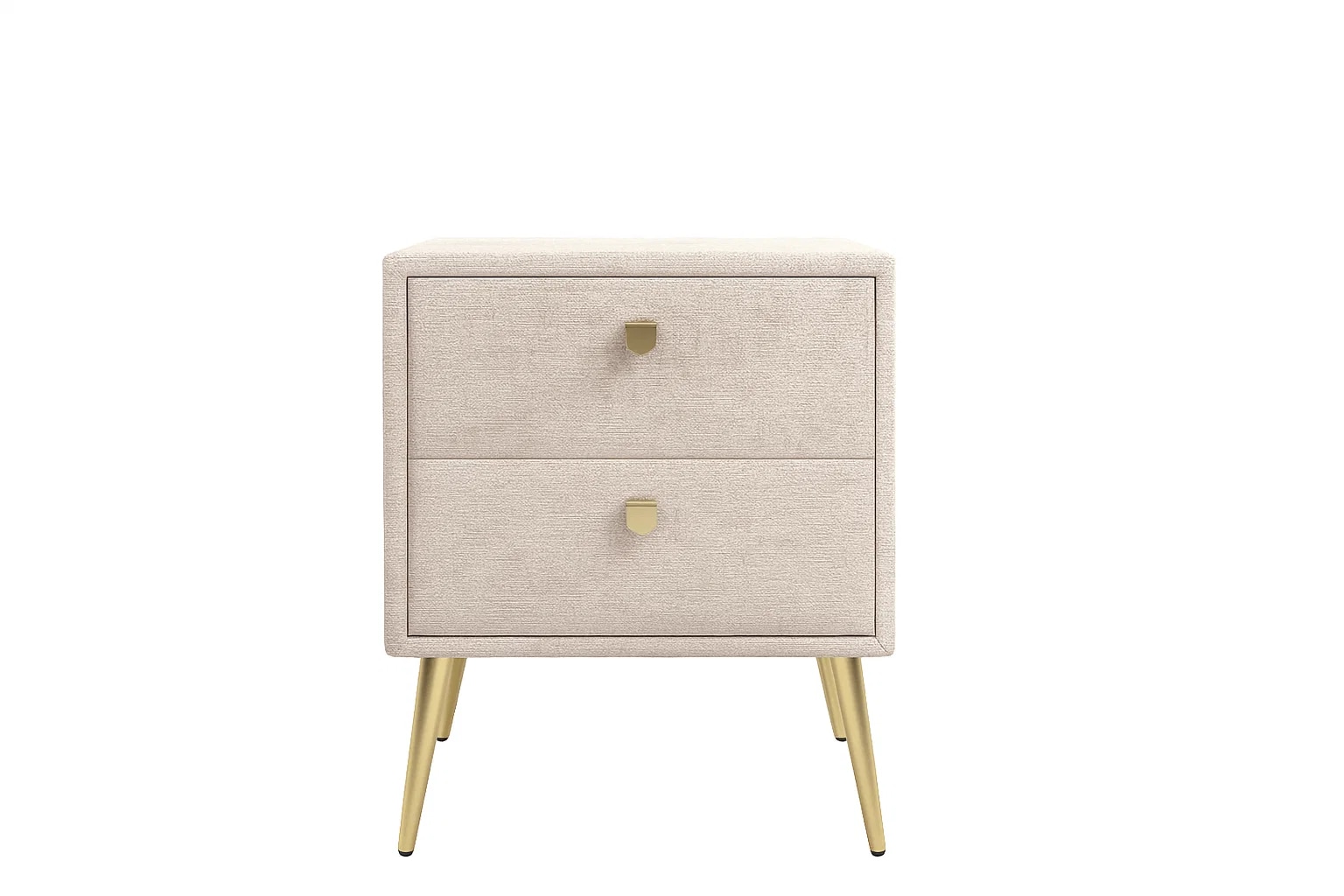 GOODproduct Nachtschrank »MOIVREE Polster-Nachtkommode wahlweise mit 2 Schubladen oder Fächer« Nako auf goldenen Beinen, Masse B/T/H: 41/40,5/53,5cm, passend zum Bett