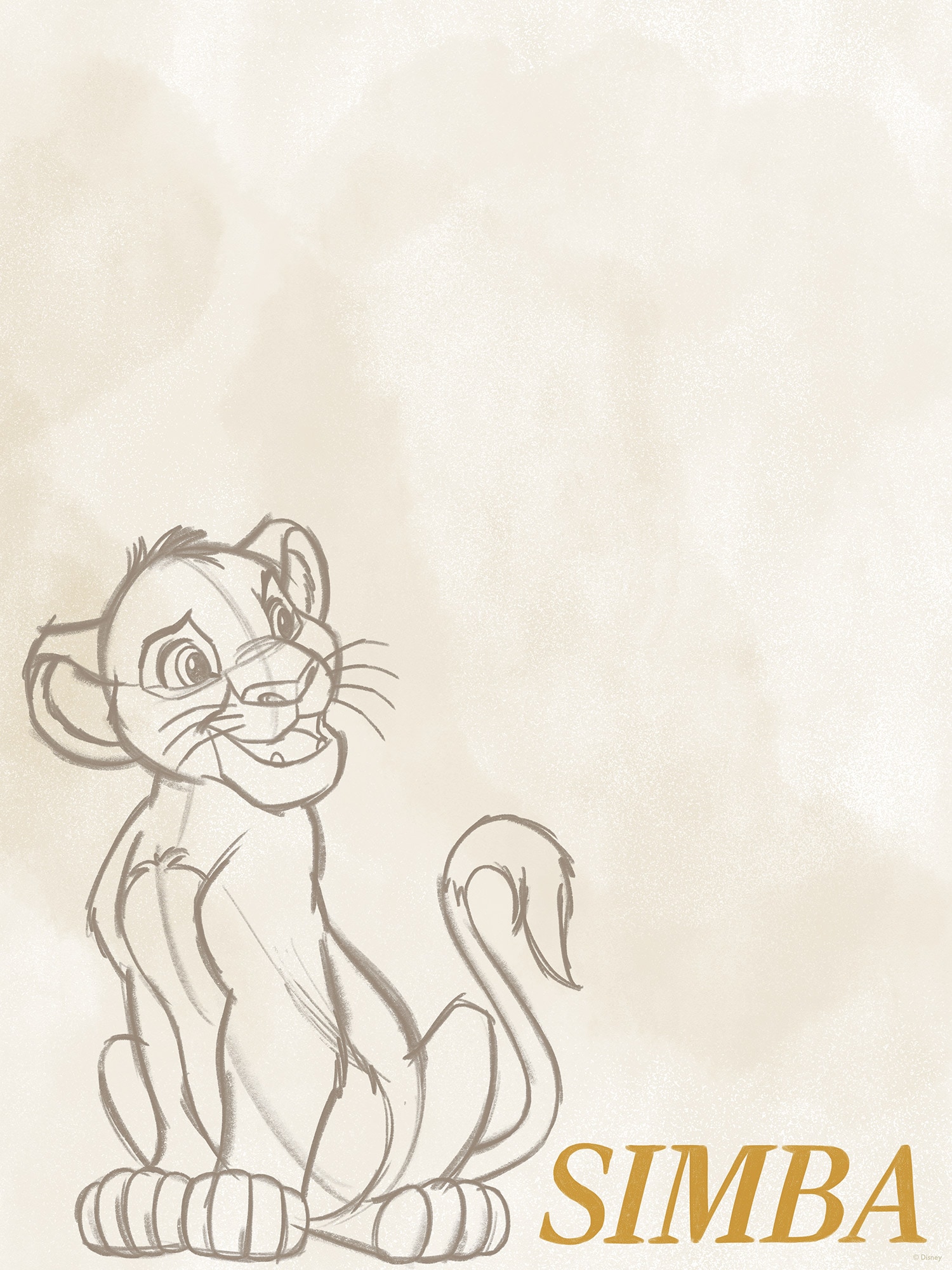 Komar Wandbild »Disney The Lion King Simba Sketch« Disney Set, 1 Stk. tlg. 30 x 40 cm (Breite x Höhe) - Kinderzimmer, Dekoration