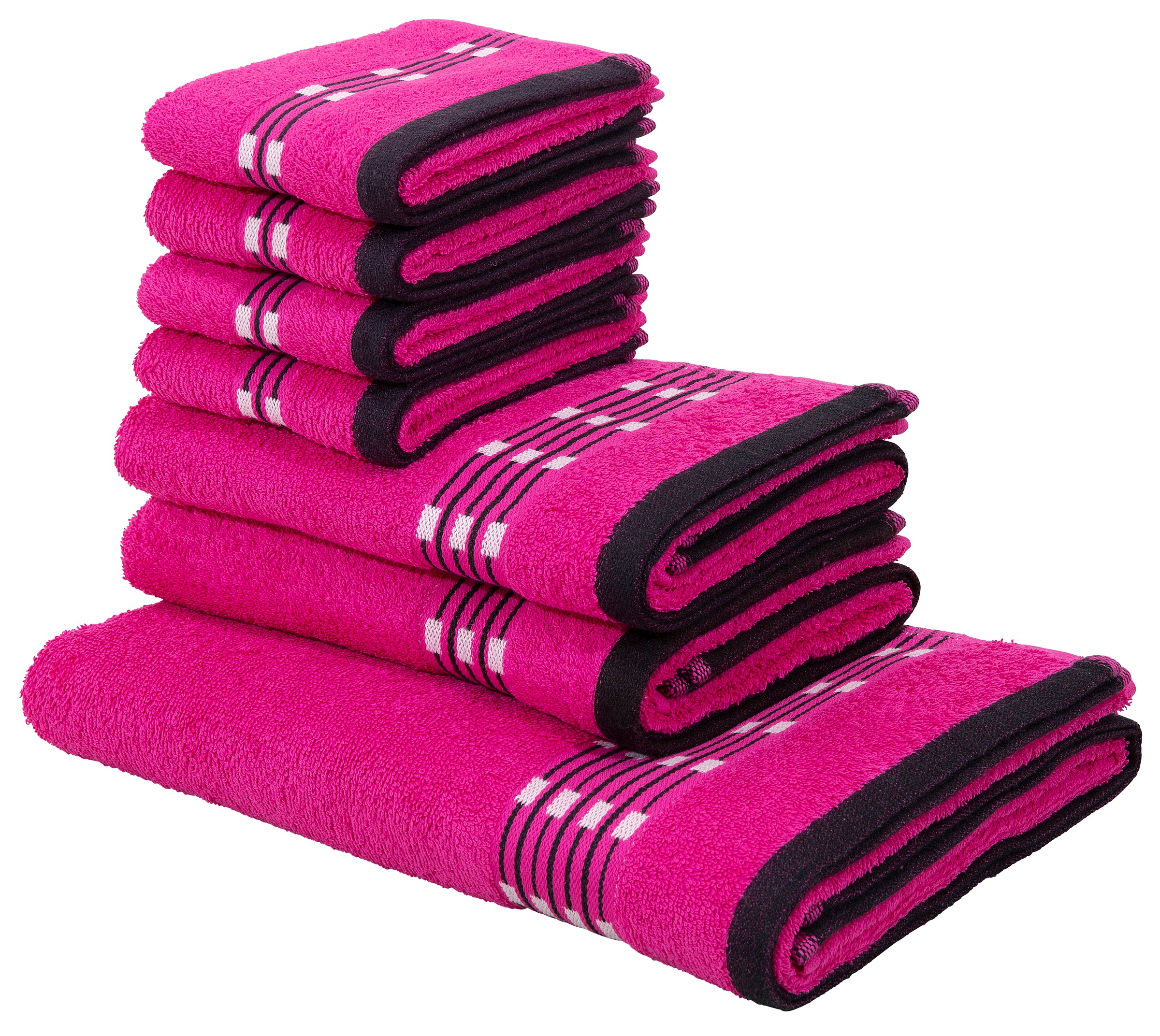 Image of GOODproduct Handtuch Set "Jonnie" Set 7 Walkfrottee Handtücher aus 100% Baumwolle, Handtuchset mit gemusterter Bordüre