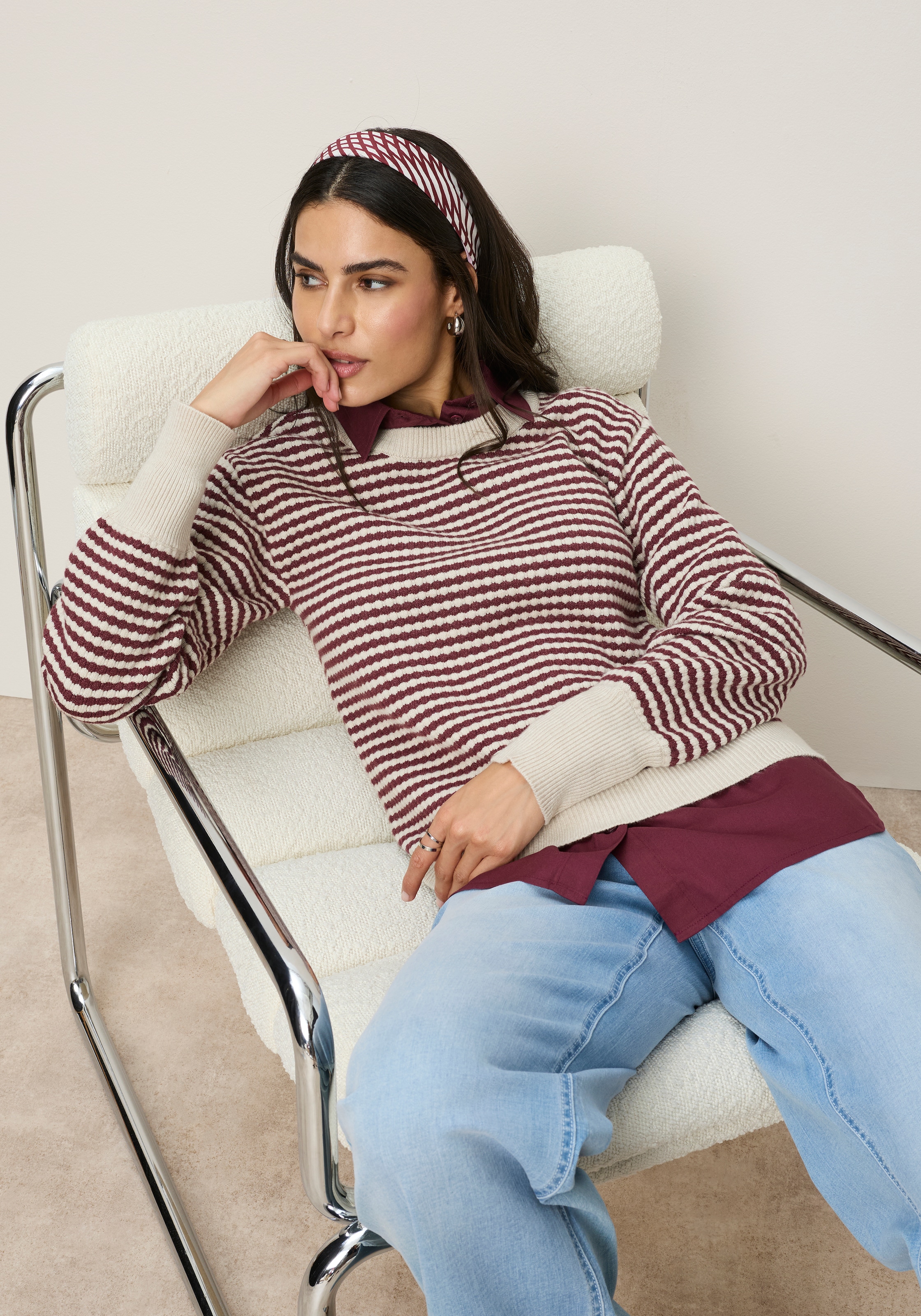 Image of Tamaris Strickpullover "mit gestreifter Optik" aus modischem Strukturstrick