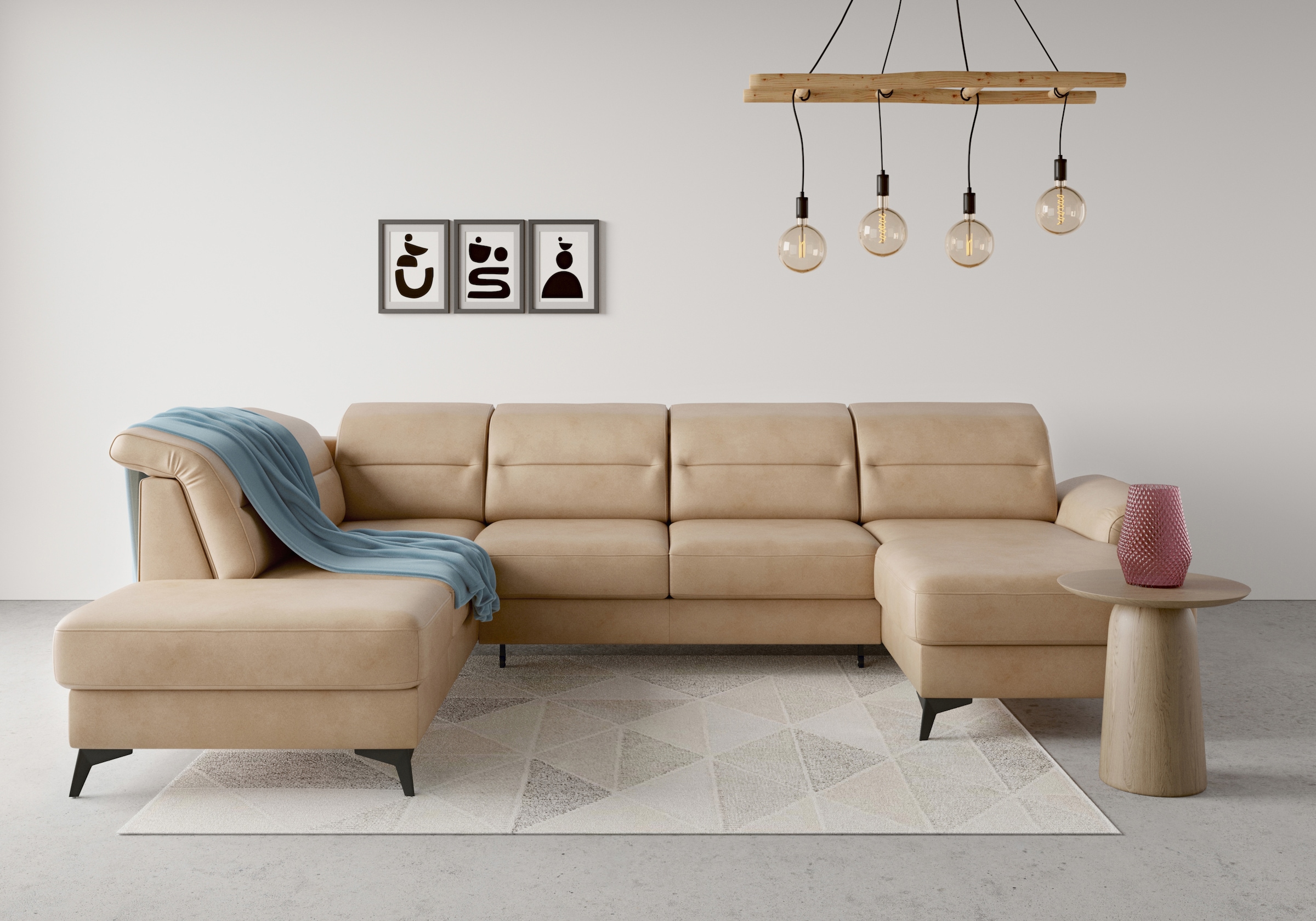 Image of sit&more Wohnlandschaft "Sinatra U-Form" optional mit Kopfteilverstellung und Armteilfunktion, Metallfüsse