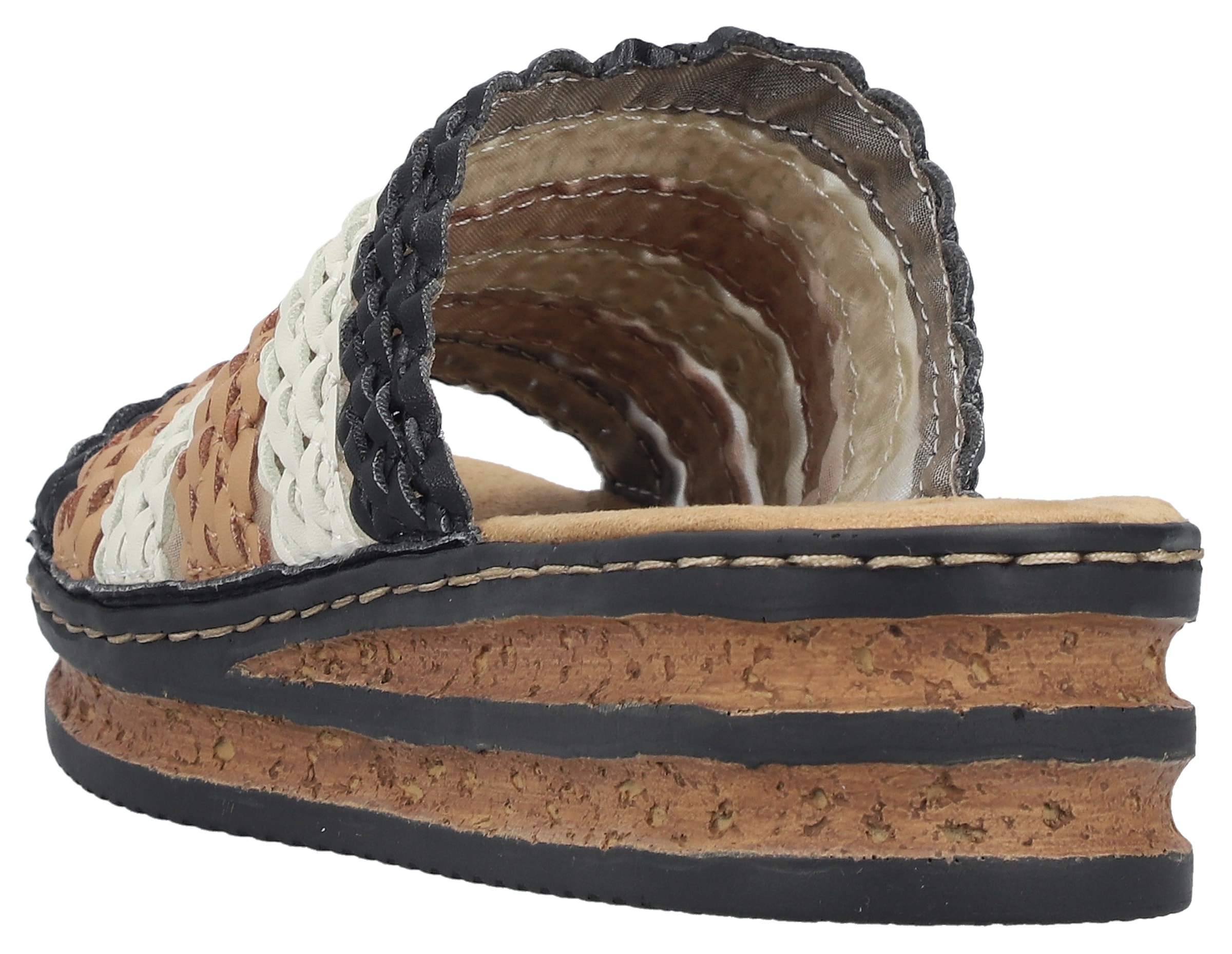 Rieker Pantolette  Chaussure d'été, chaussure de vacances, sandale compensée à enfiler