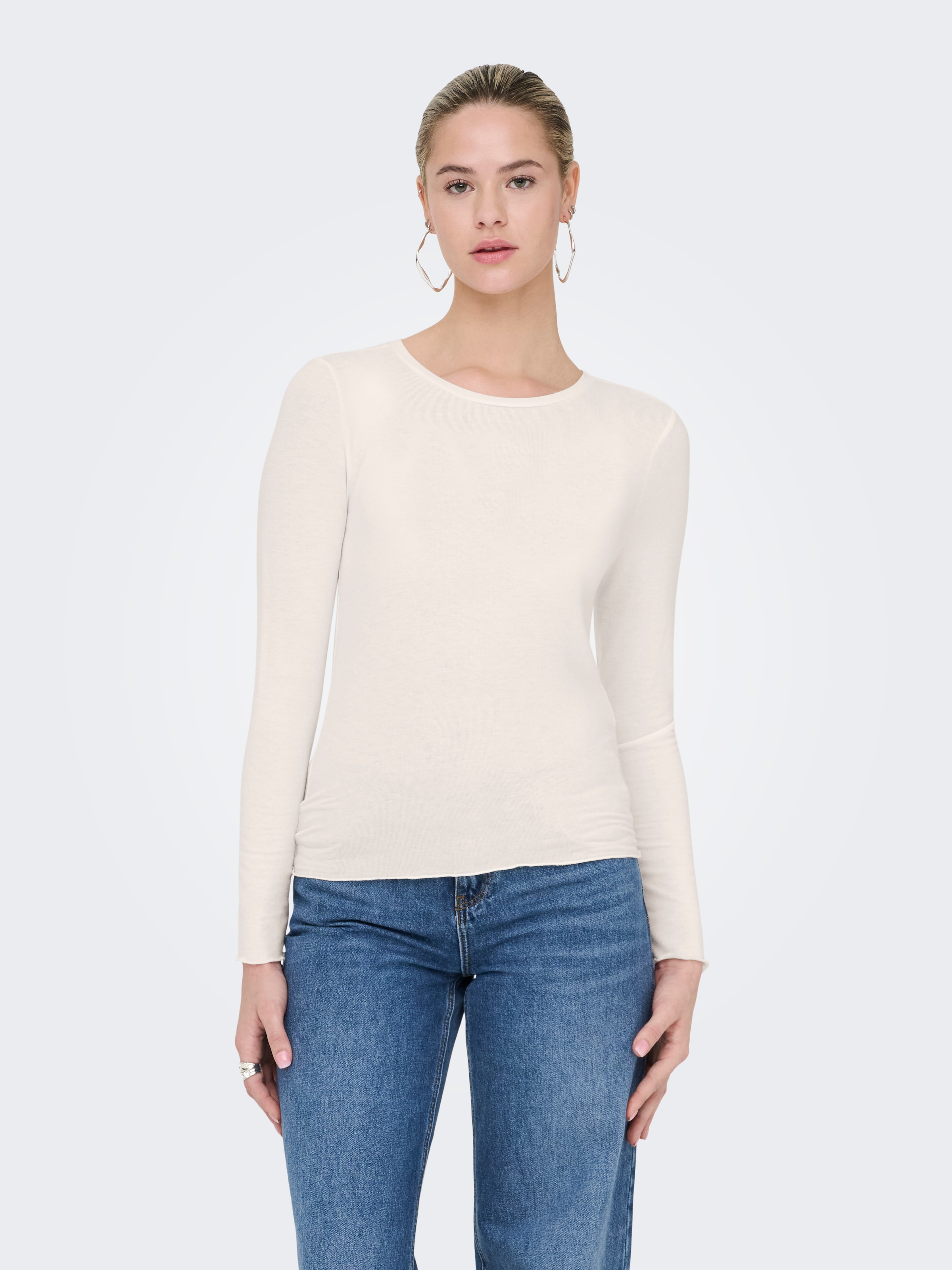ONLY T-shirt à manches longues »ONLVIRRO O NECK L/S TOP BOX JRS« Materialmix, regular fit