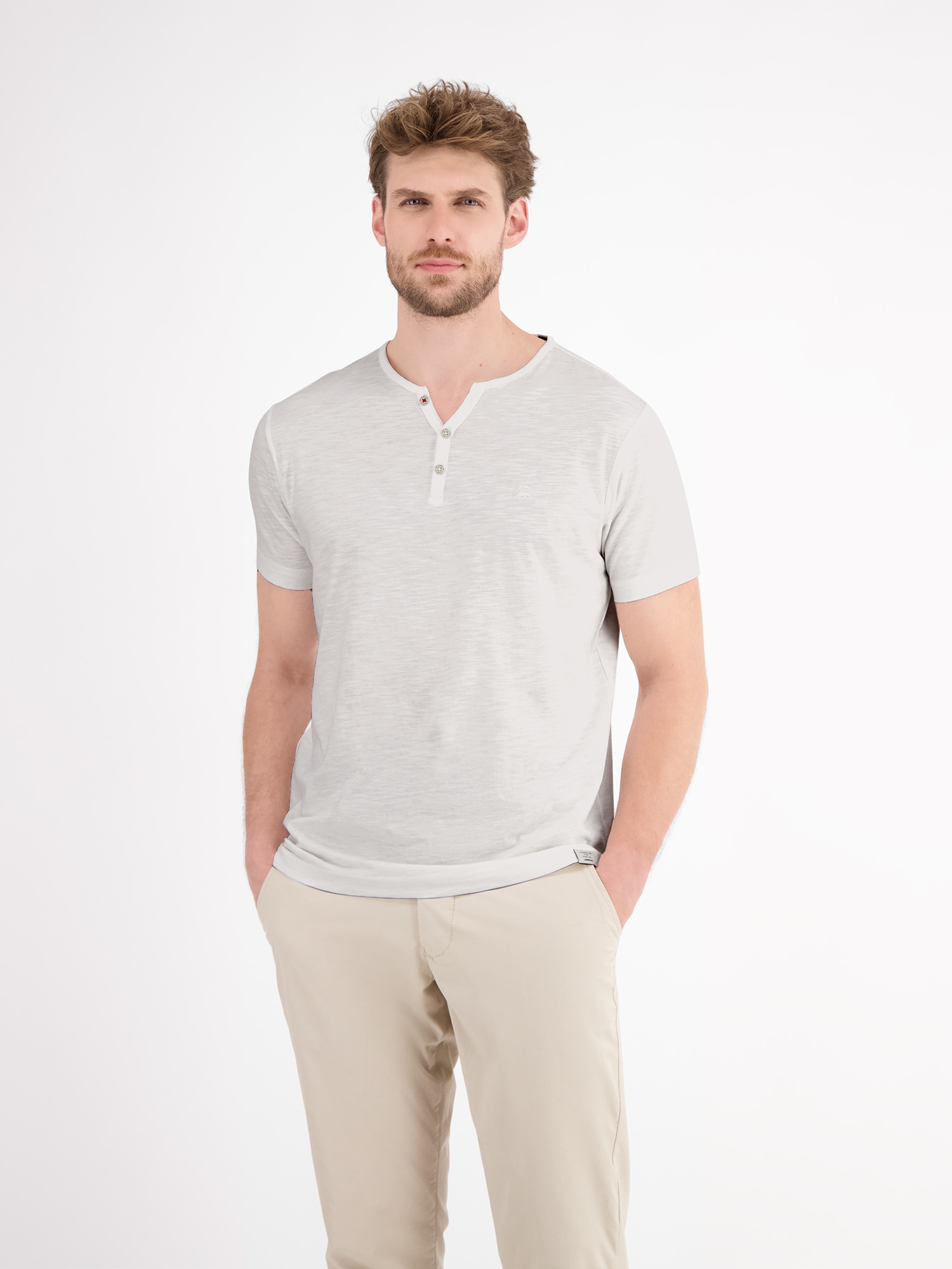 Image of LERROS Henleyshirt "Serafino-Shirt in unifarbener Strukturware"
