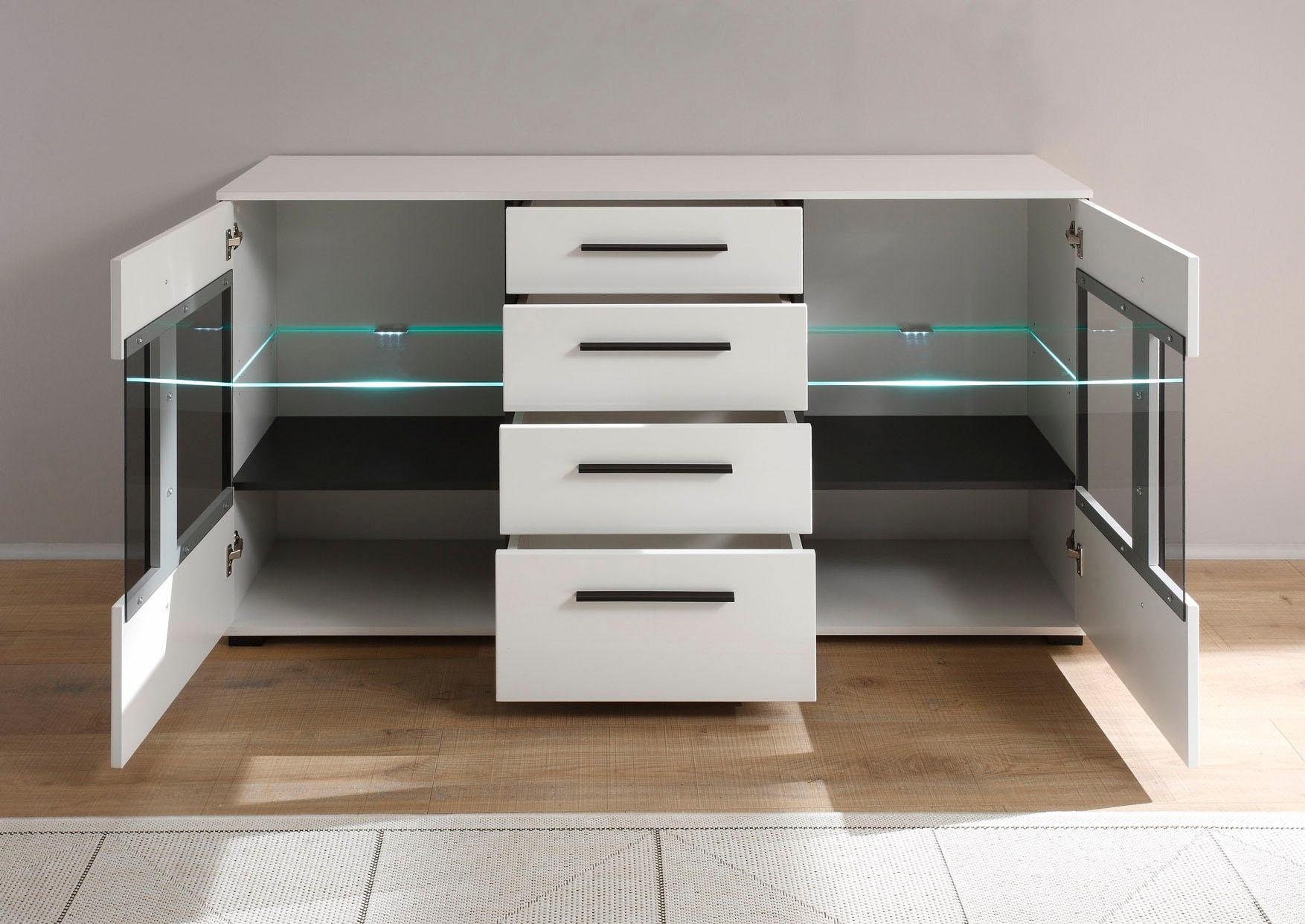 INOSIGN Sideboard »Cantara, moderner Schrank, Kommode in Eiche Evoke oder weiss«, schwarze Stangengriffe, ausreichend Stauraum, vielseitig einsetzbar