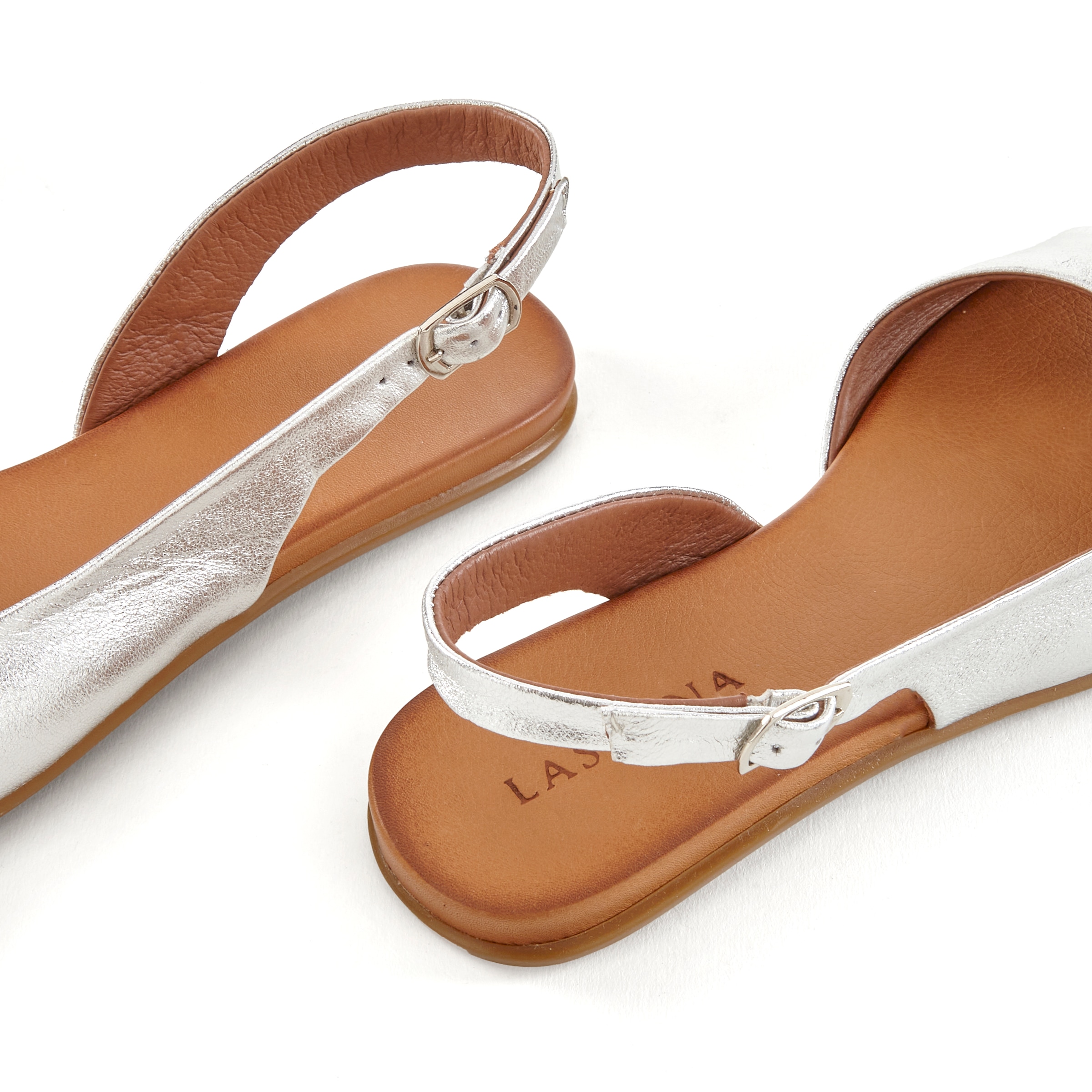 LASCANA Sandale, aus Leder in modischer Metallic-Optik, Sandalette, Sommerschuh