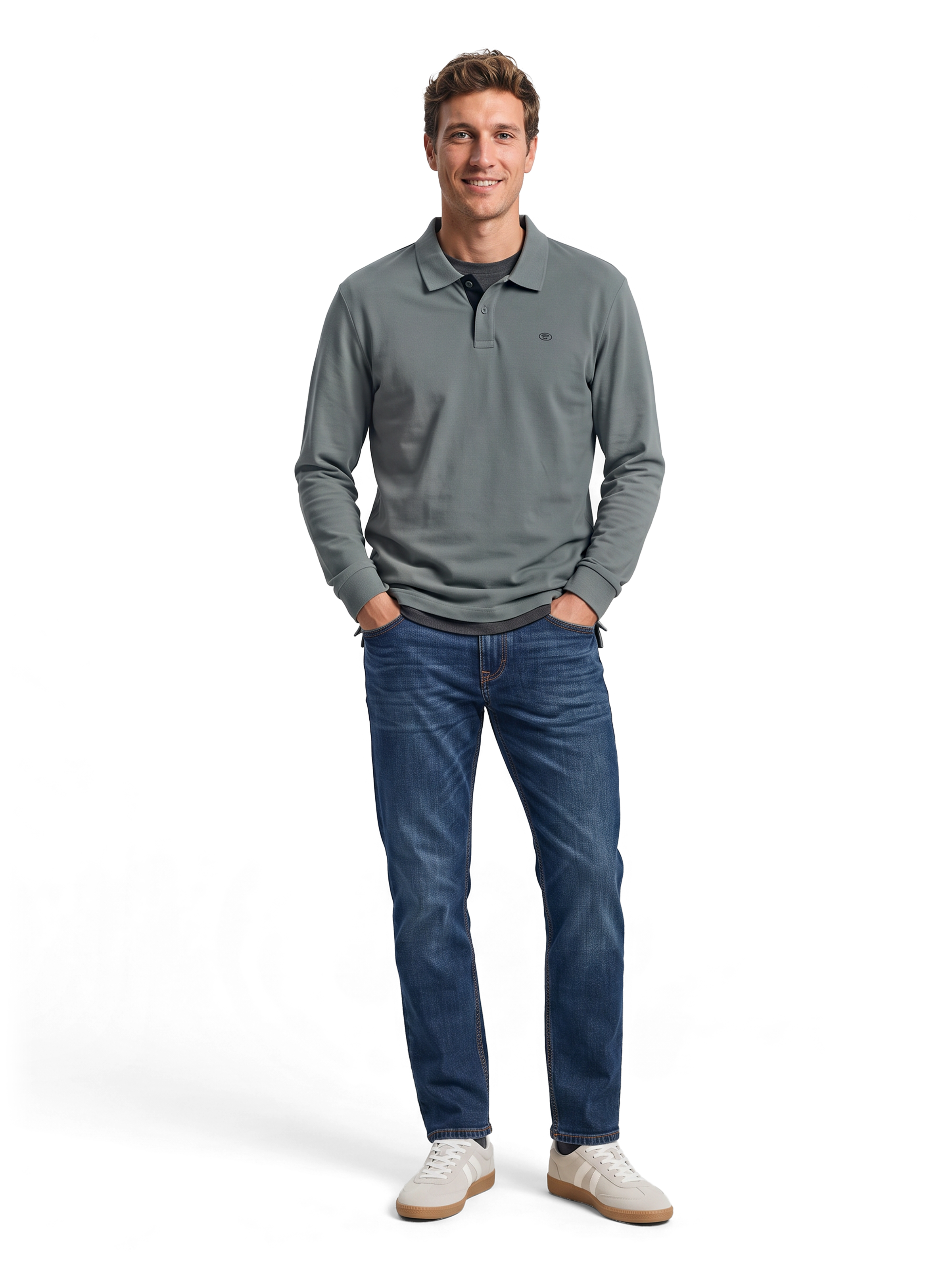 TOM TAILOR Polo à manches longues avec broderie du logo