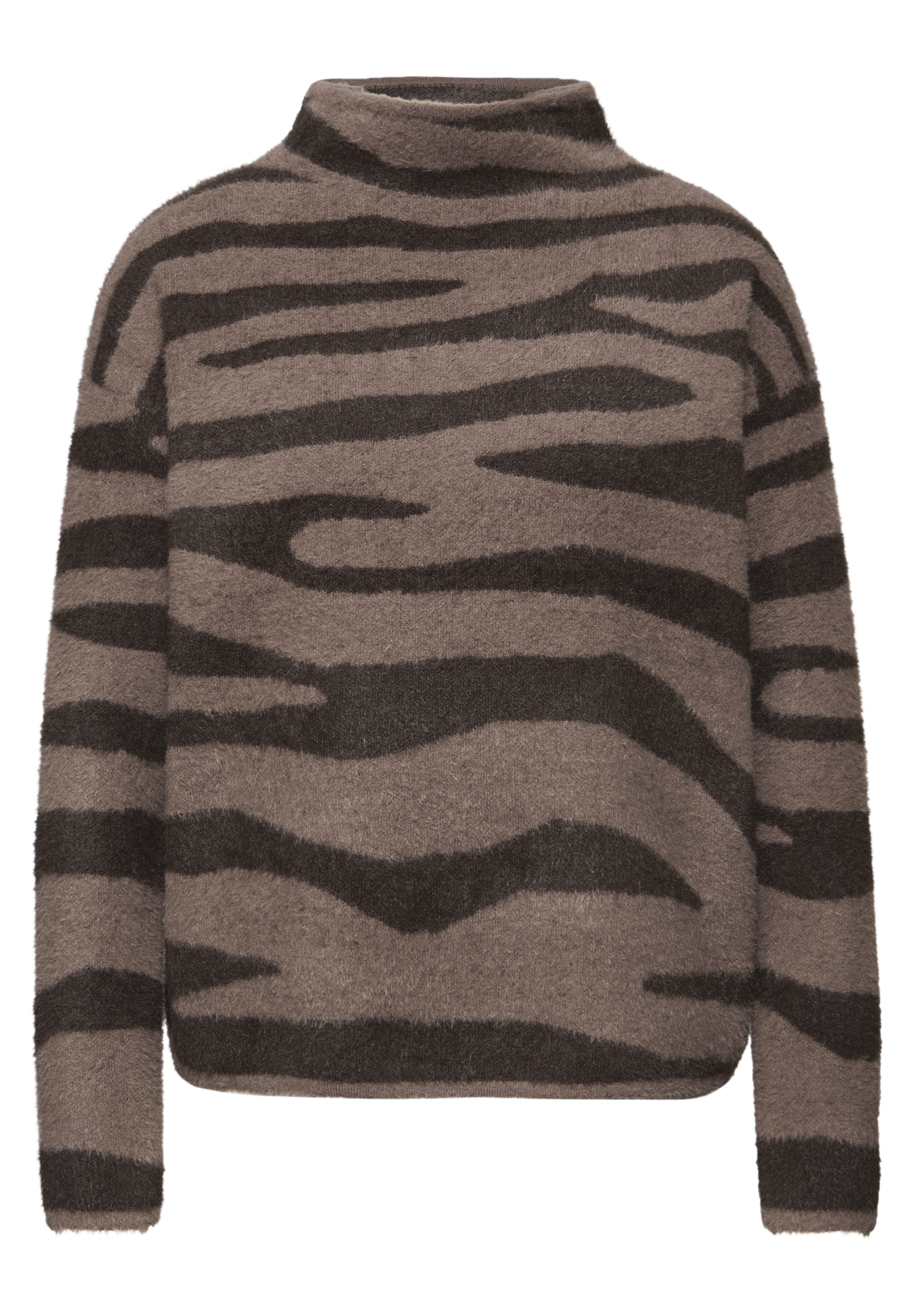 STREET ONE Strickpullover mit Animal Print, bequeme Passform