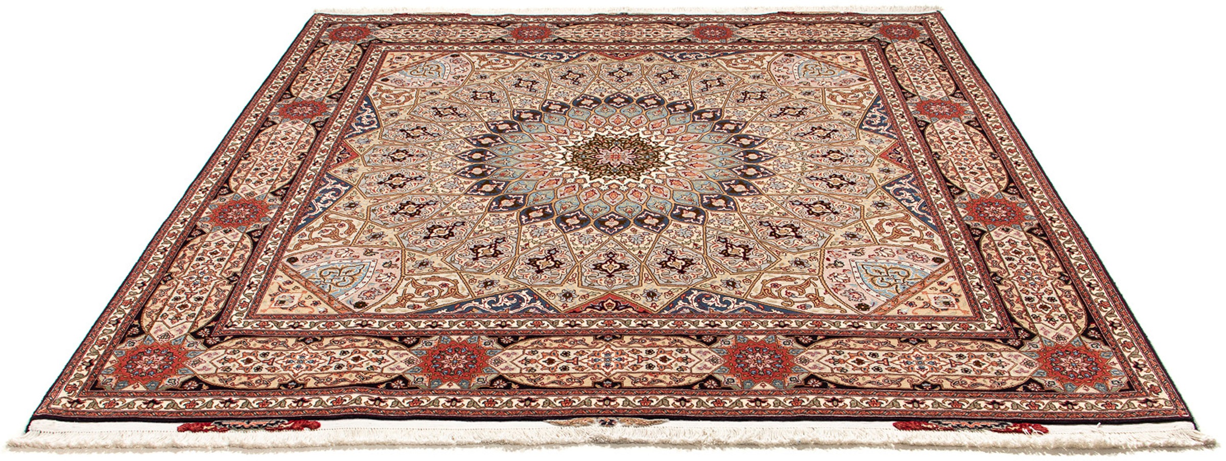 Image of morgenland Orientteppich »Perser - Täbriz - Royal quadratisch - 206 x 204 cm - mehrfarbig«, quadratisch, 7 mm Höhe, Wohnzimmer, Handgeknüpft, Einzelstück mit Zertifikat bei Ackermann Versand Schweiz
