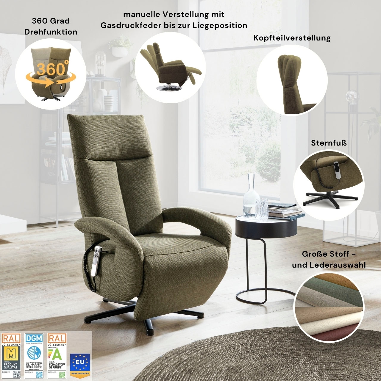 sit&more TV-Sessel »Zoe«, wahlweise manuell oder elektrischer Funktion mit Akku