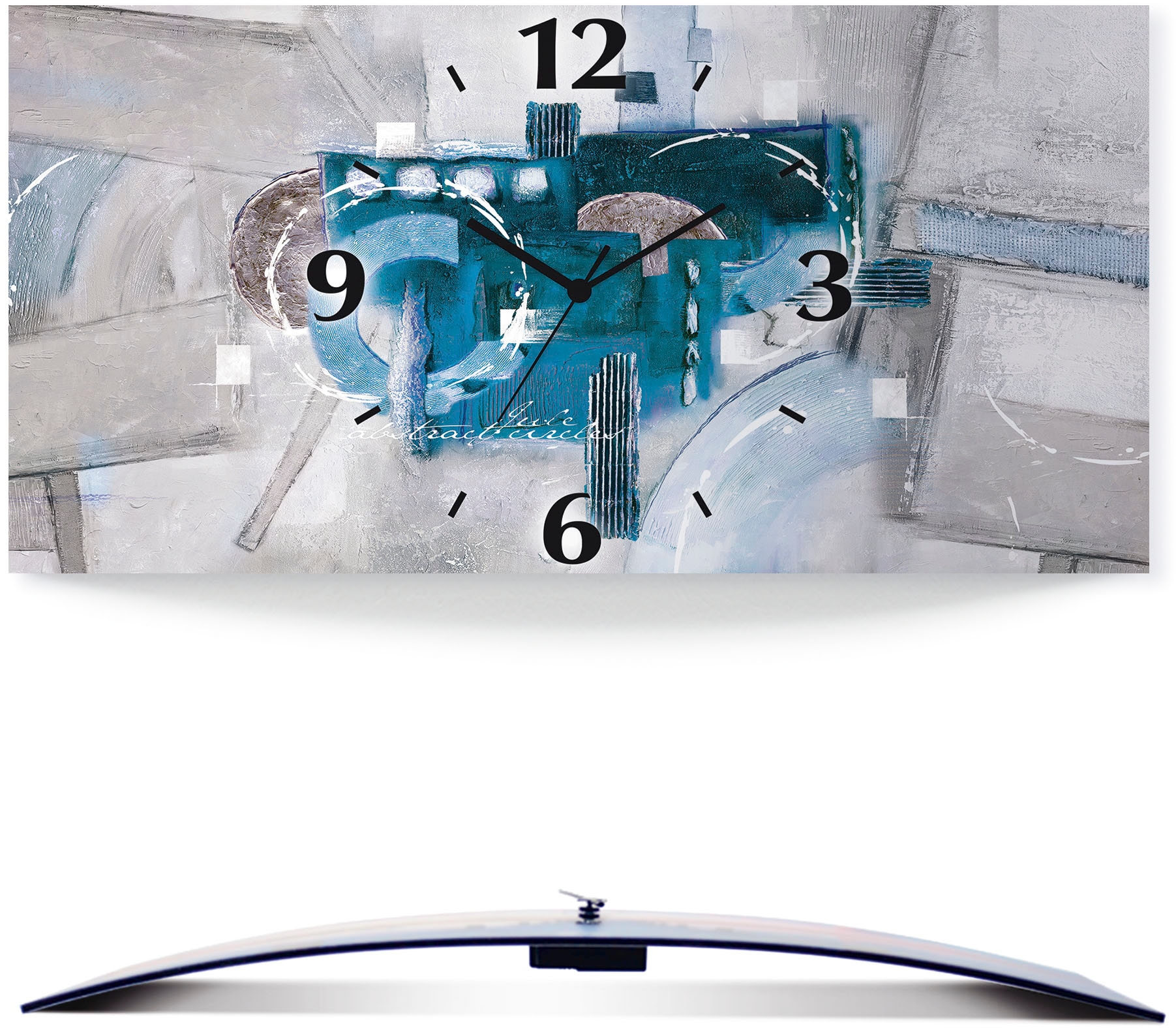 Image of Artland Wanduhr "Abstrakte blaue Kreise" wahlweise mit Quarz- oder Funkuhrwerk, lautlos ohne Tickgeräusche