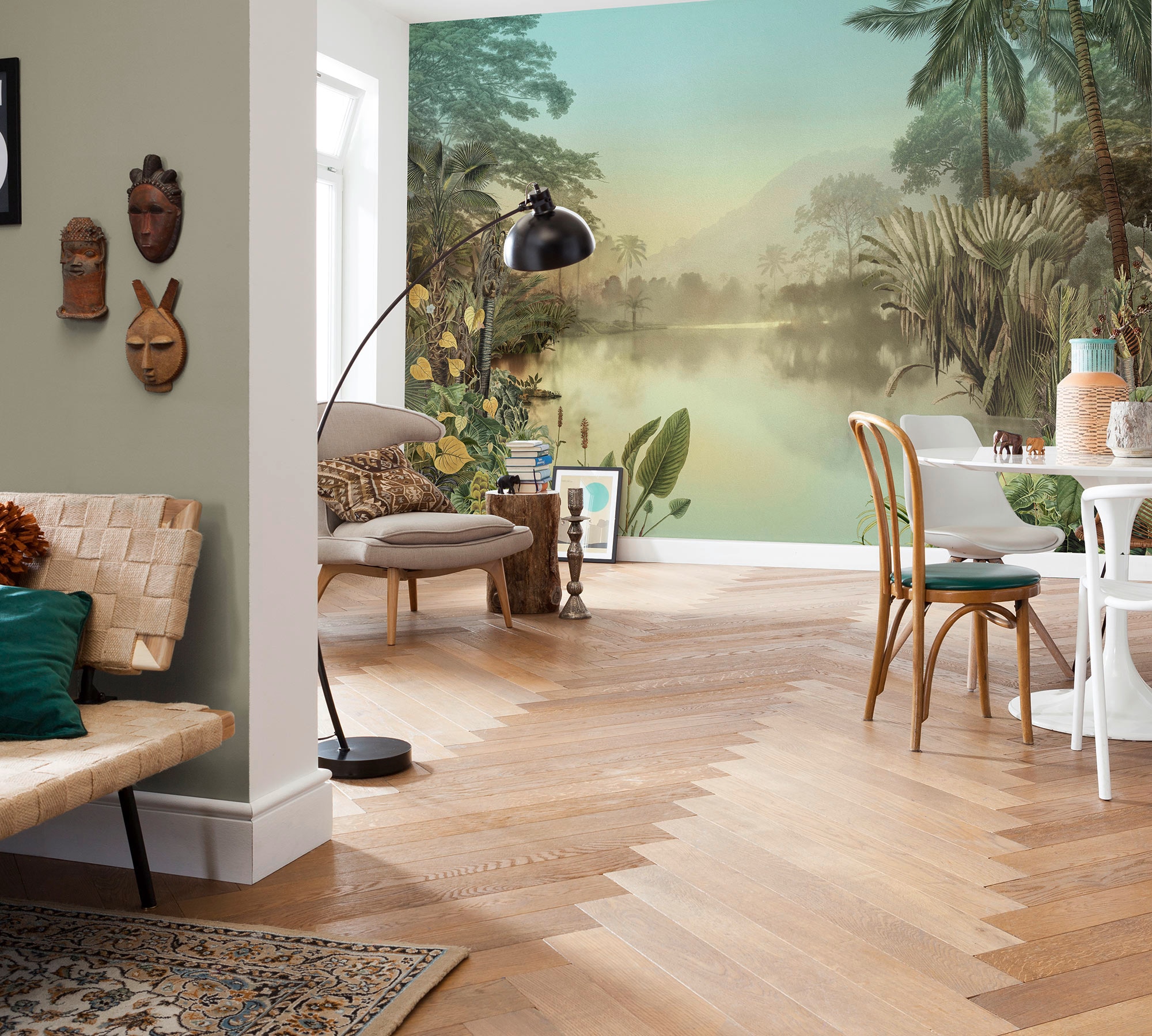 Image of Komar Fototapete "Lac Tropical" bedruckt glatt 350 x 250 cm (Breite x Höhe) - Tapete, Vlies, Wohnzimmer, Schlafzimmer
