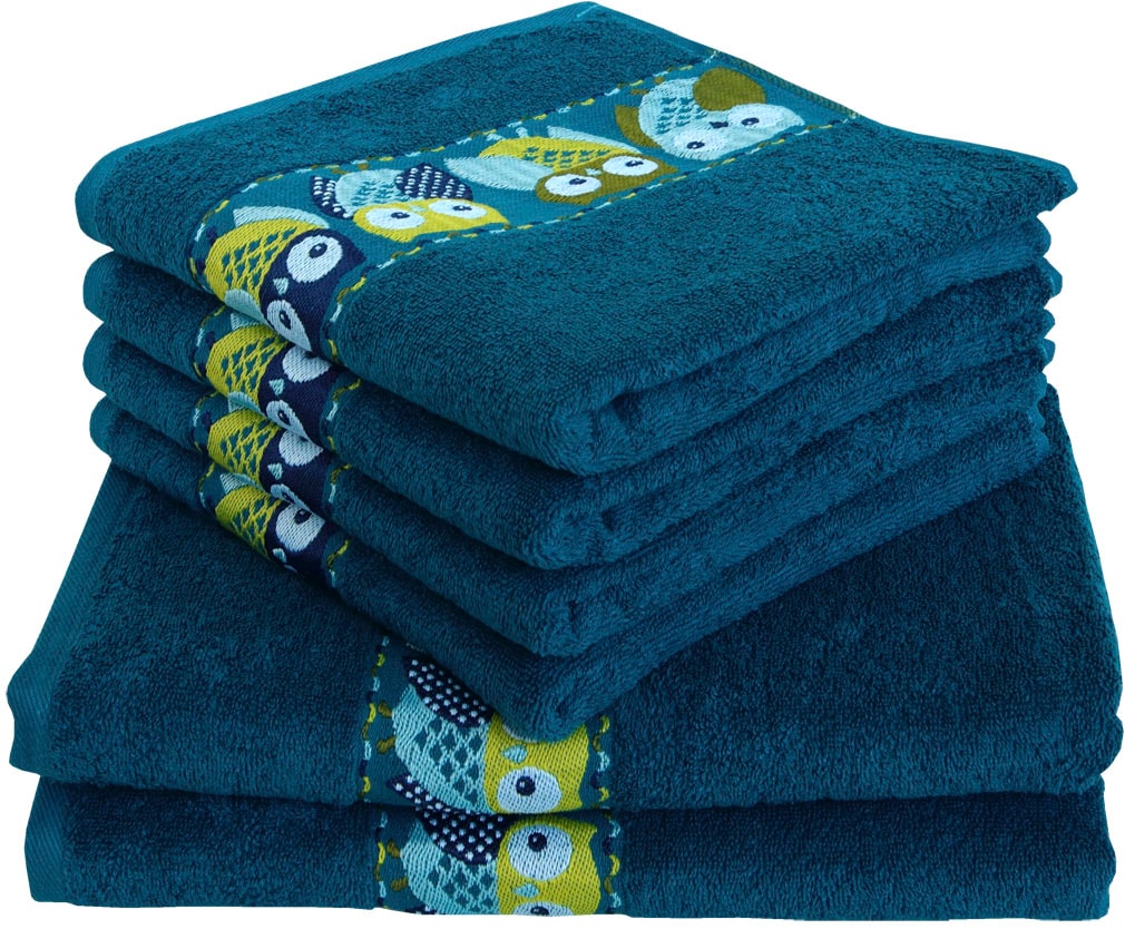 Image of Dyckhoff Handtuch Set "Eulen" 4 Handtücher (50 x 100 cm); 2 Duschtücher (70 x 140 cm)