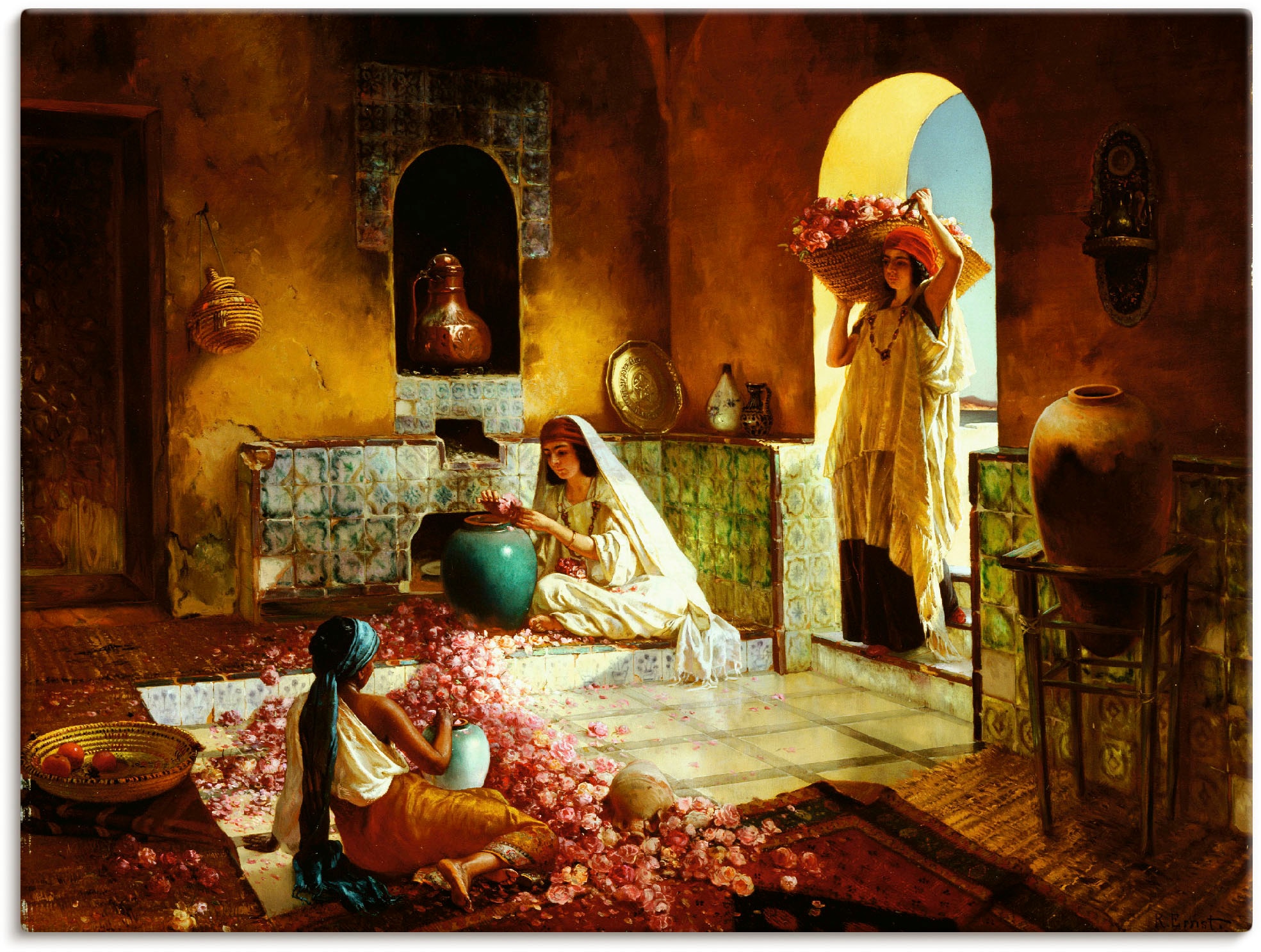 Image of Artland Wandbild "Die Rosenernte." Frau 1 Stk. tlg. als Leinwandbild, Poster in verschied. Grössen