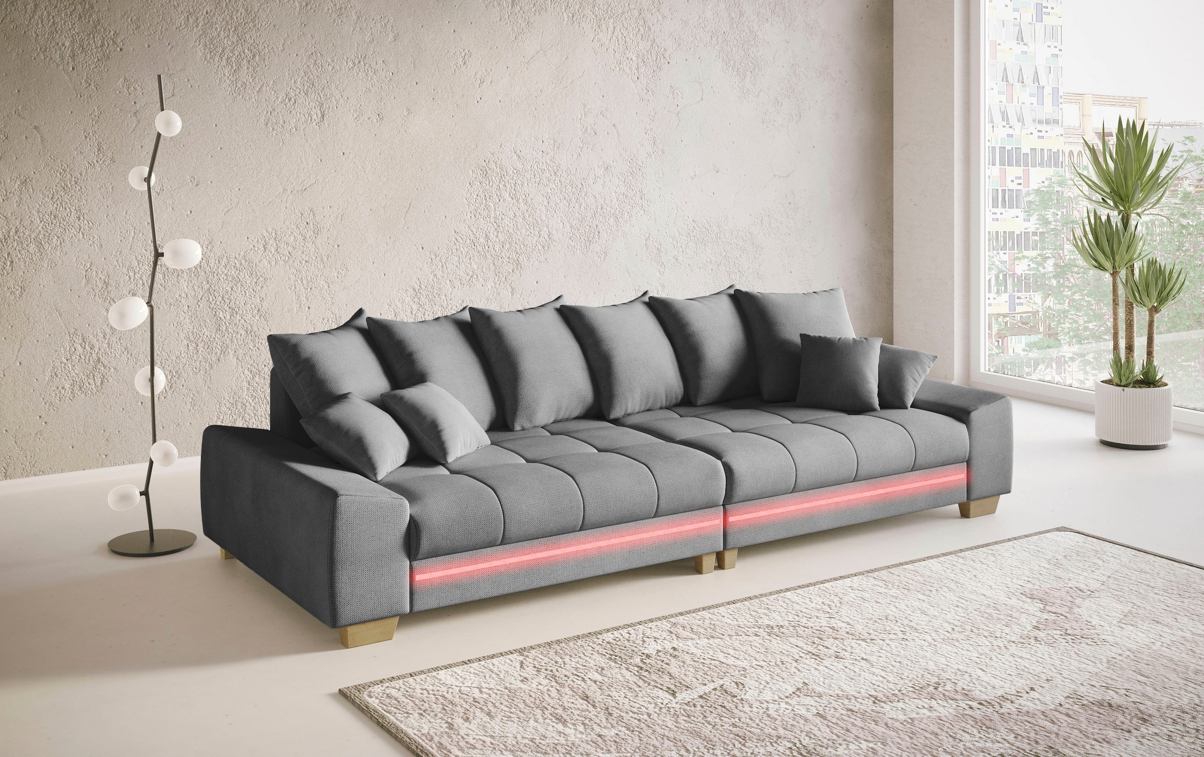 Mr. Couch Big-Sofa »Nikita II« mit RGB-LED Beleuchtung, Kaltschaumpolsterung bis 140 kg belastbar