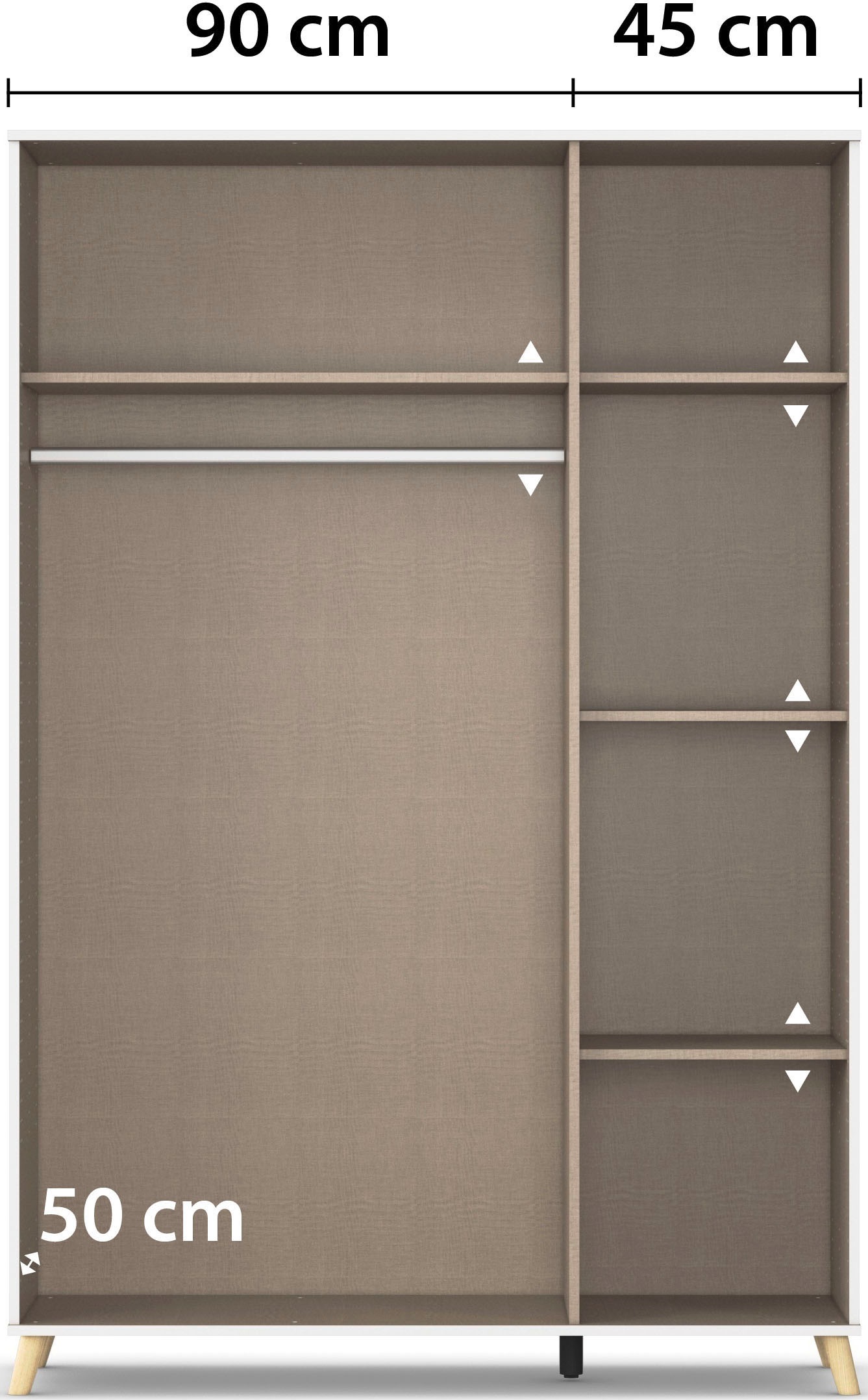 rauch Kleiderschrank »Skandi Kinderzimmer Schlafzimmerschrank FALUN« Breite 137/182, Höhe 203 cm,  im modernen Skandi-Look, Füsse/Griffe Eiche massiv MADE IN GERMANY